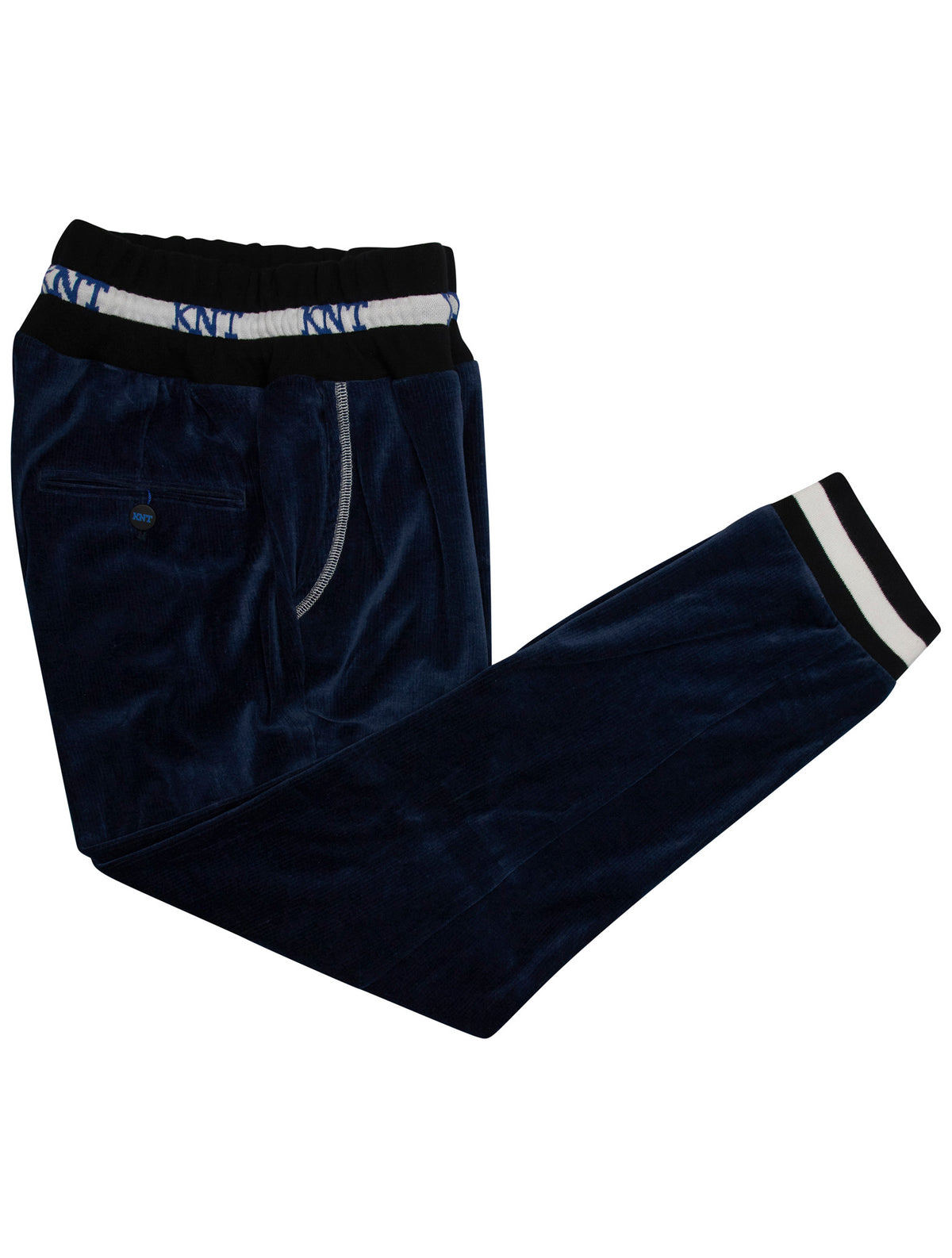 Kiton KNT Blue Cotton Pl Jogging Velvet Pants 1