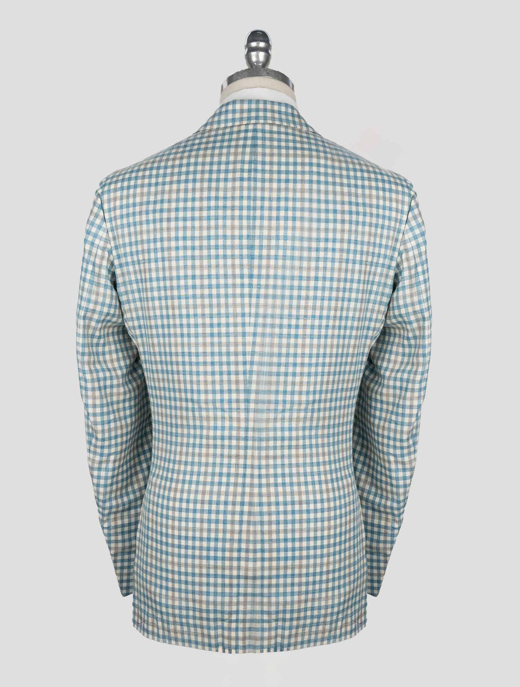 Isaia Light Blue White Wool Silk Linen Ea Blazer 3