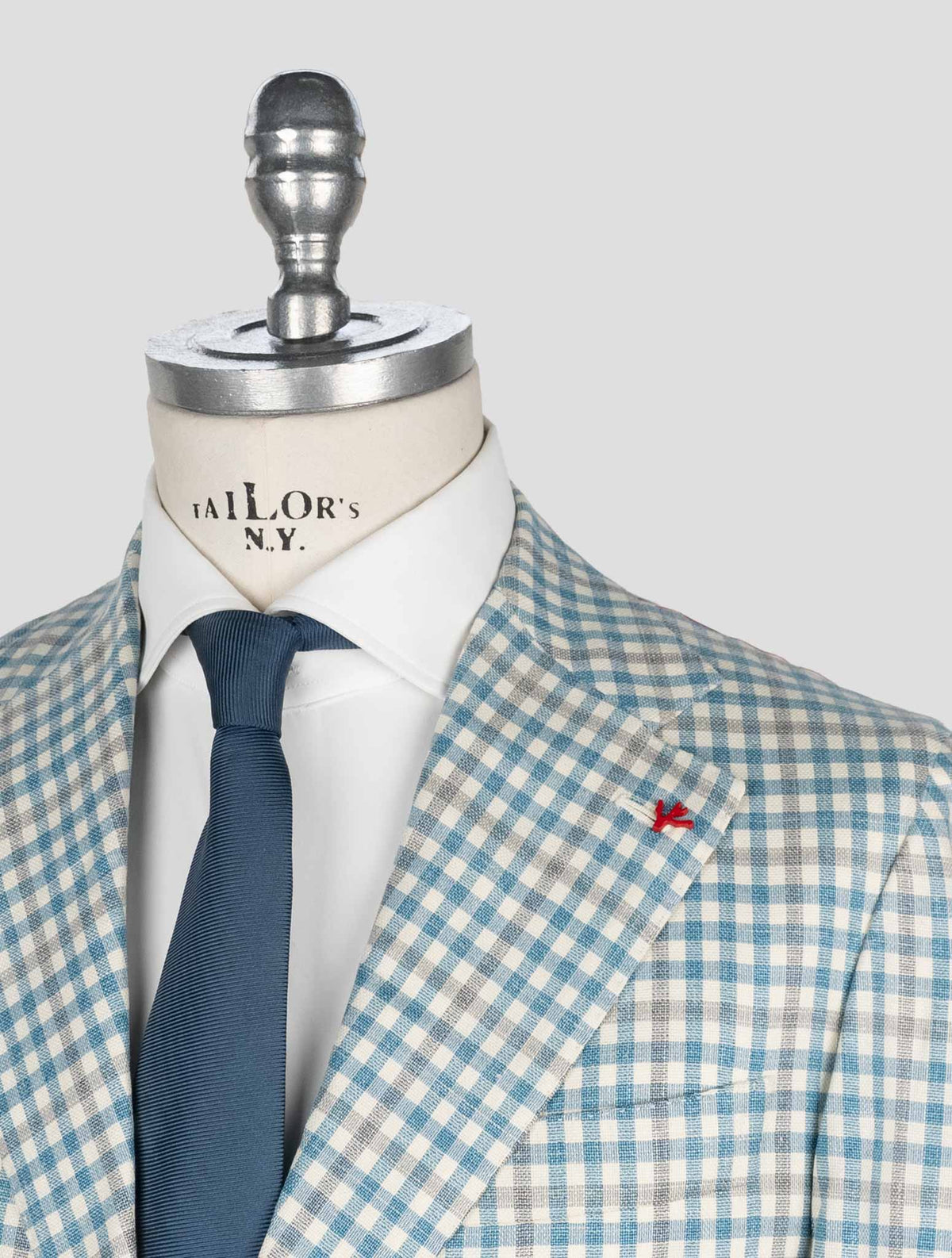 Isaia Light Blue White Wool Silk Linen Ea Blazer 4