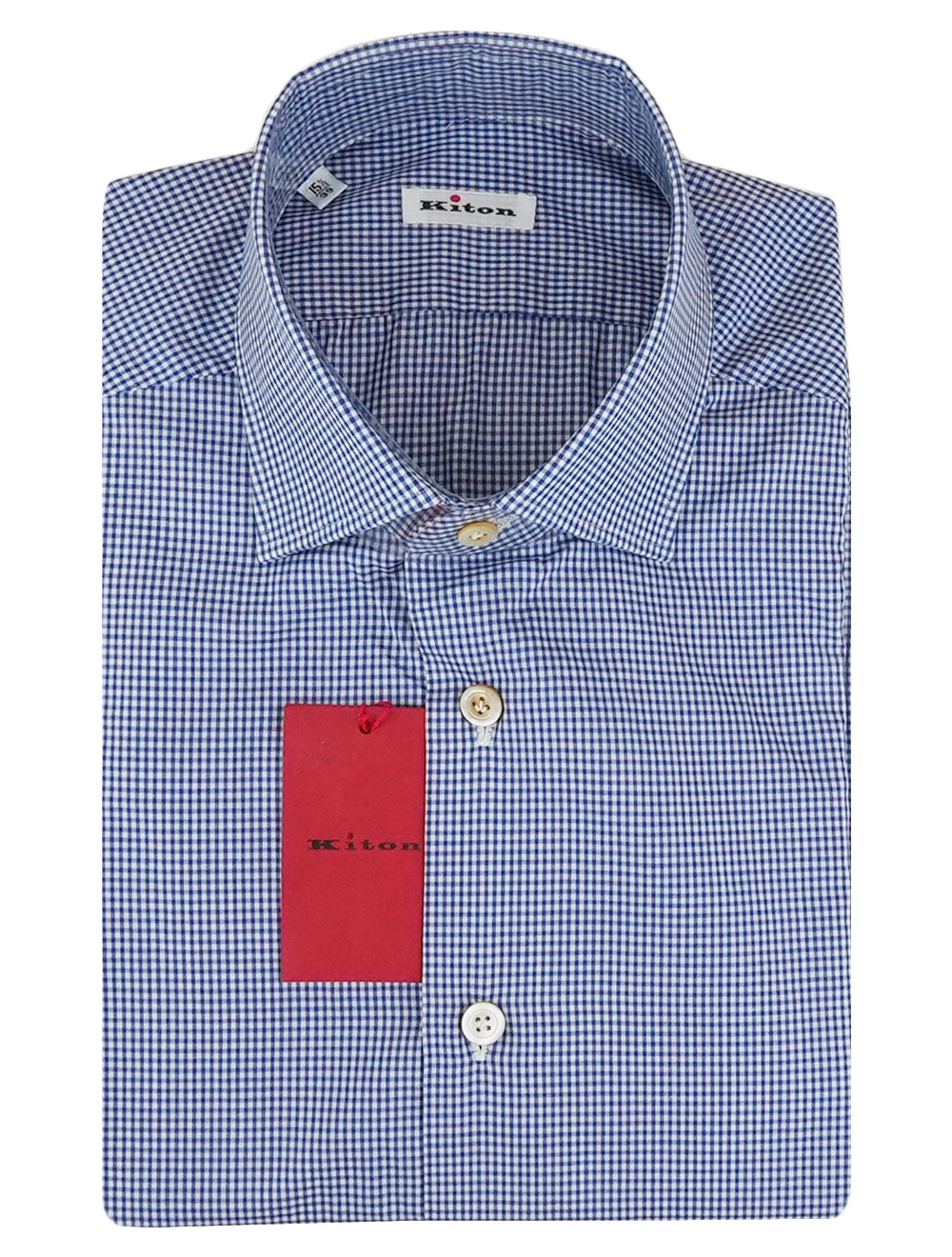Kiton Blue White Cotton Shirt 1