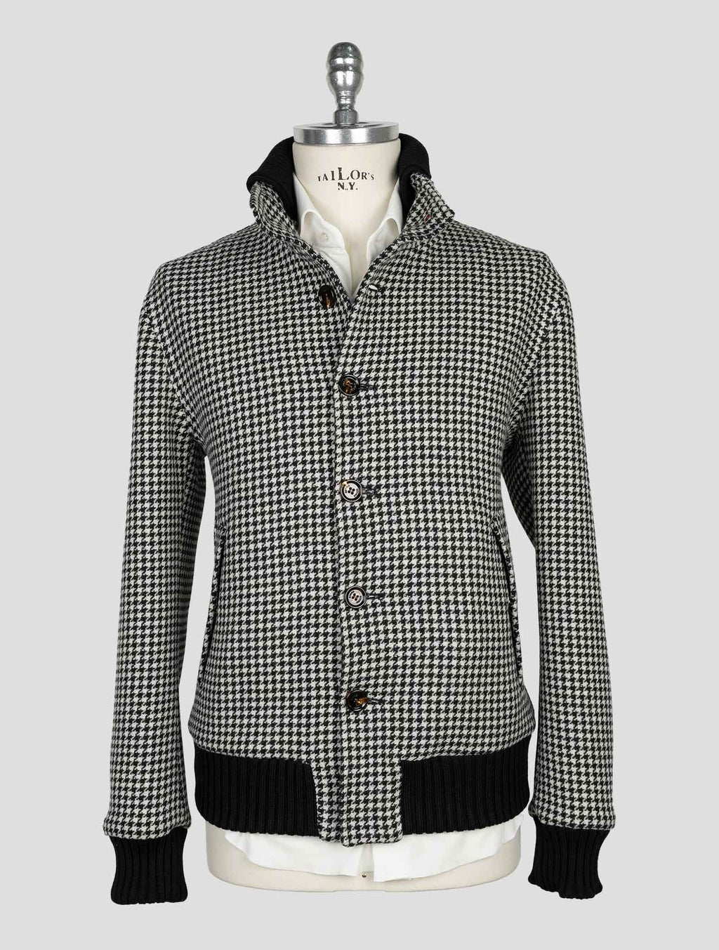 Kired Black White  Virgin Wool  Coat 1