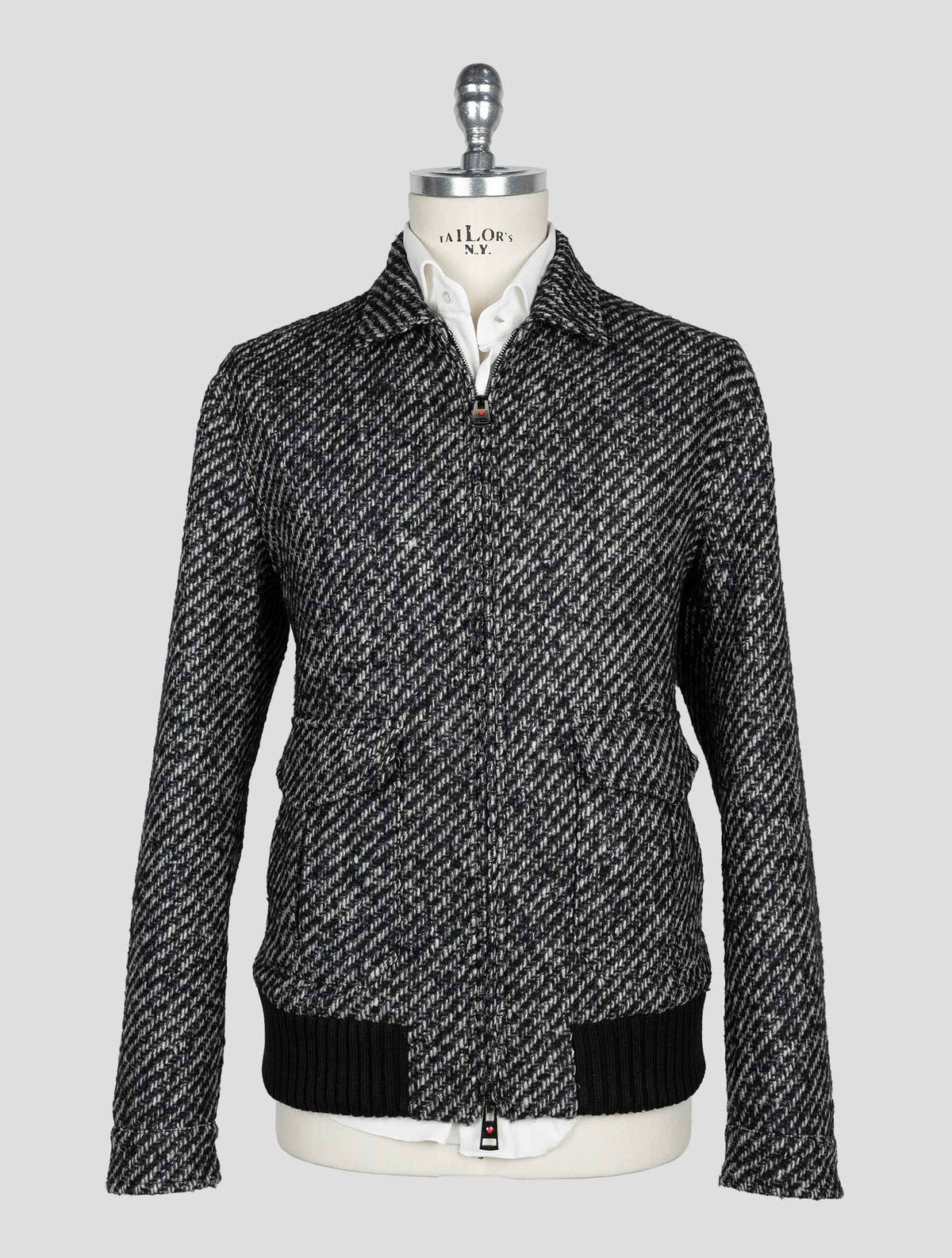 Kired Black White Virgin Wool Pa  Coat 1