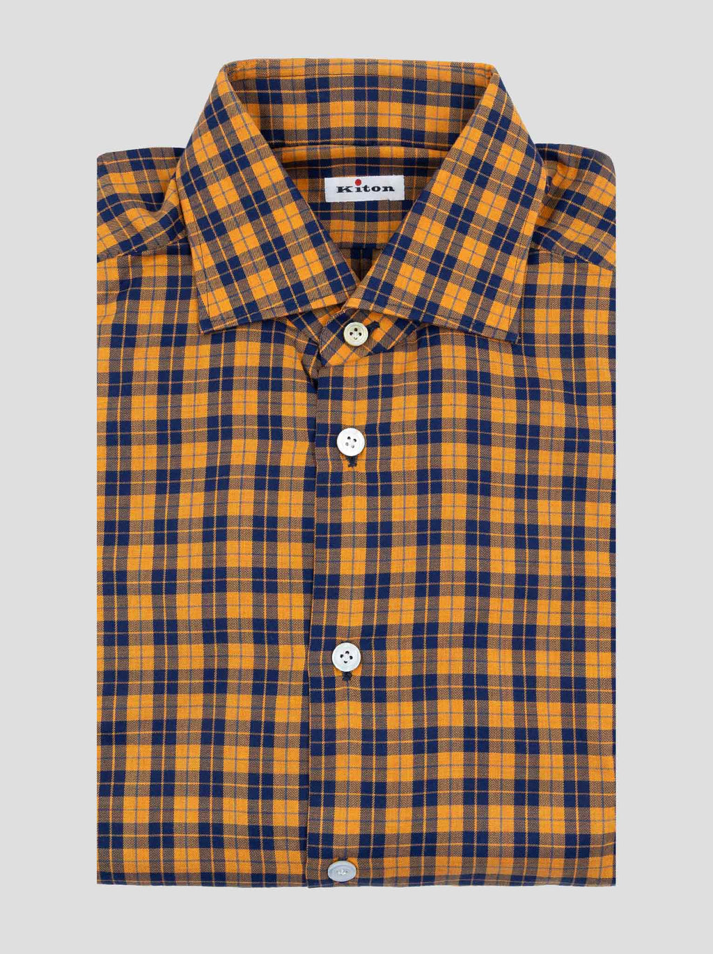 Kiton Orange Blue Cotton Shirt 1