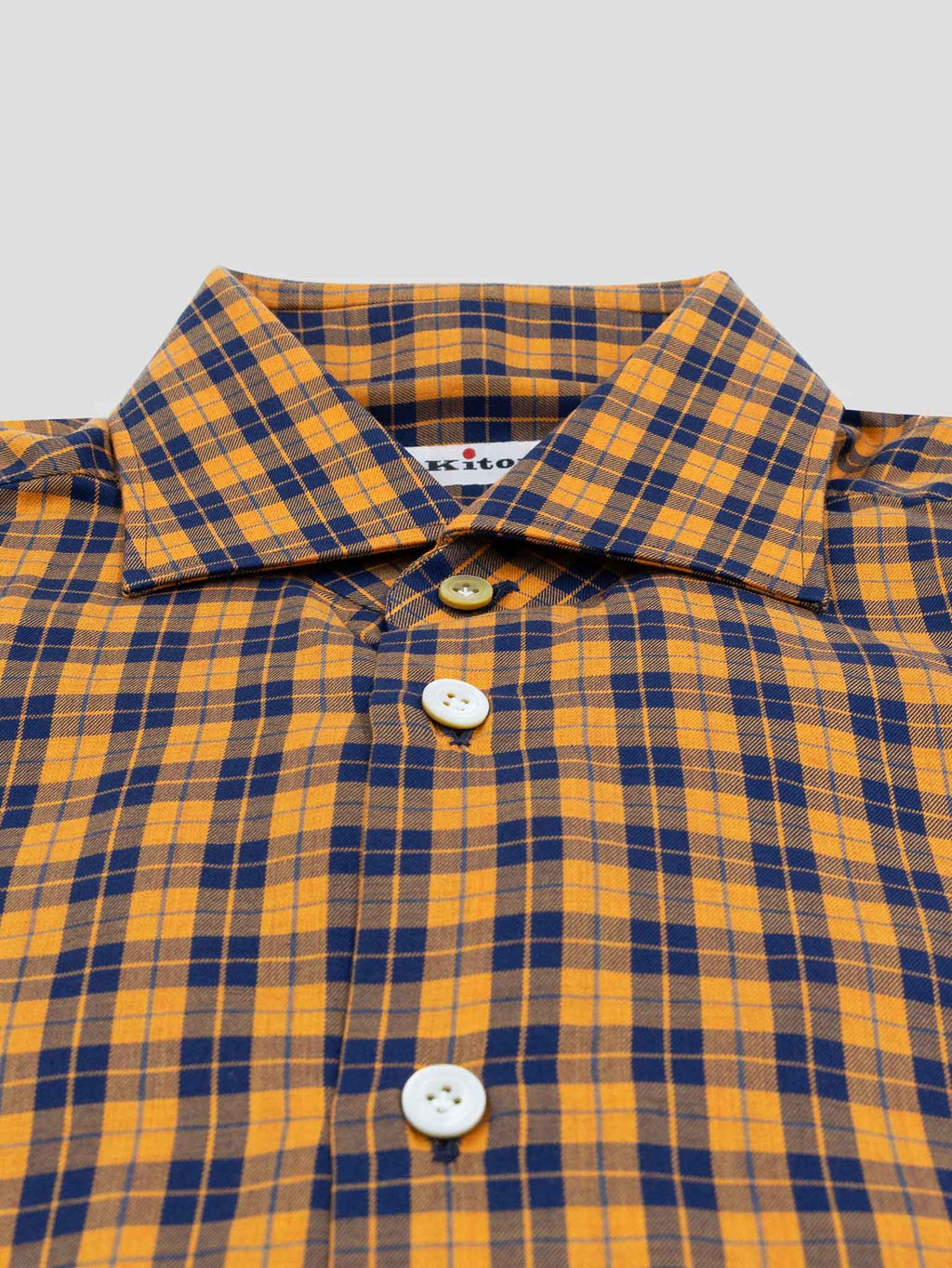 Kiton Orange Blue Cotton Shirt 2