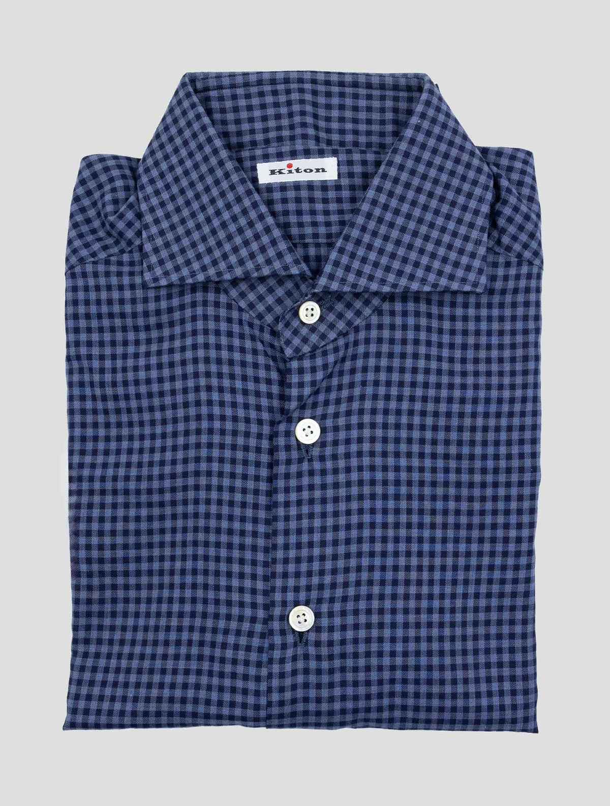 Kiton Blue Cotton Shirt 1