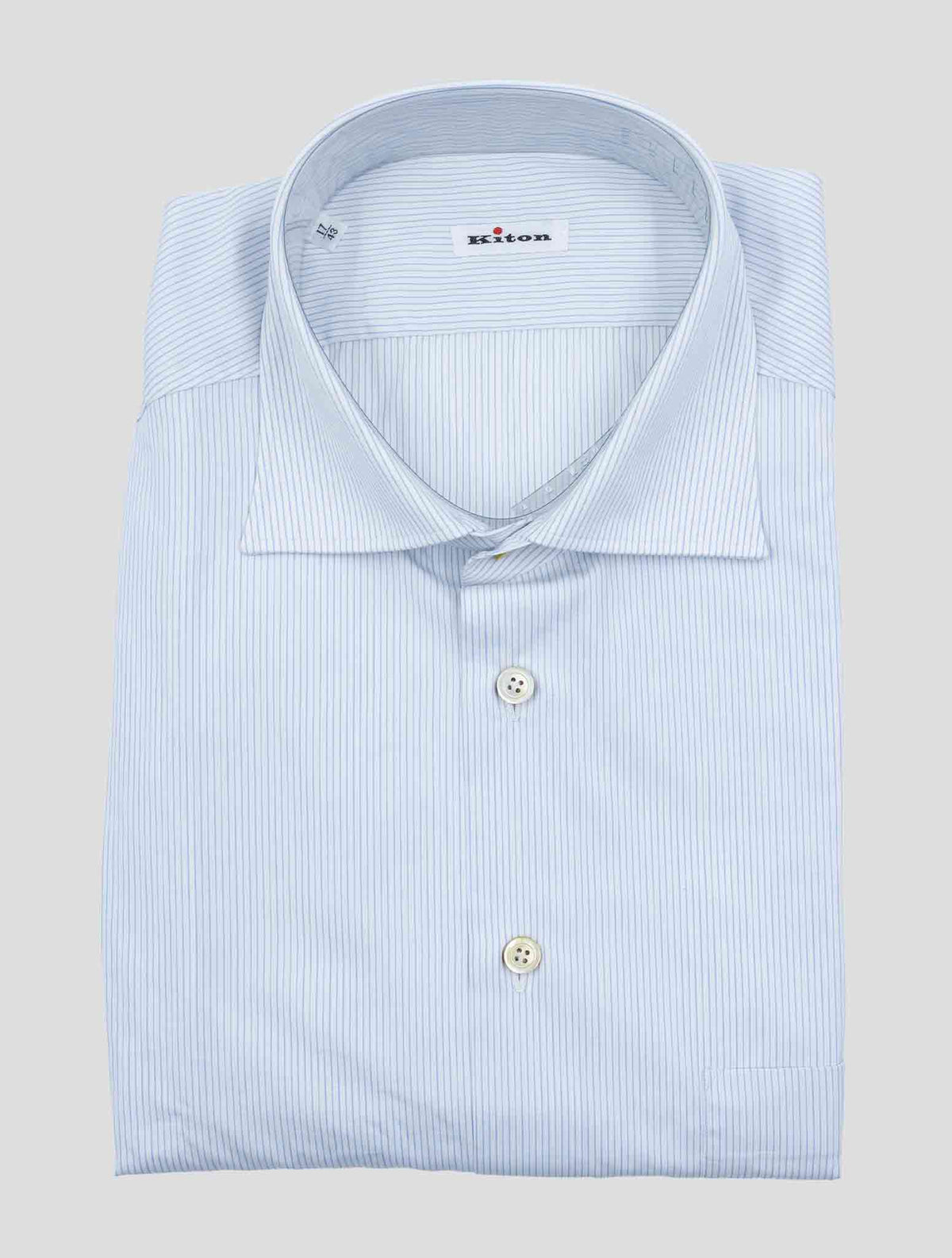 Kiton White Light Blue Cotton Shirt Short Sleeve 1