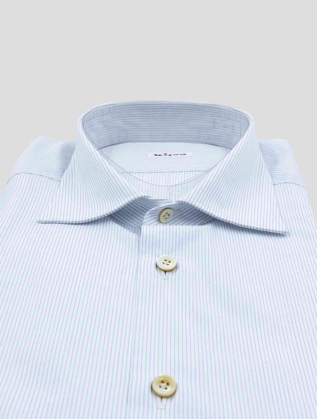 Kiton White Light Blue Cotton Shirt Short Sleeve 2