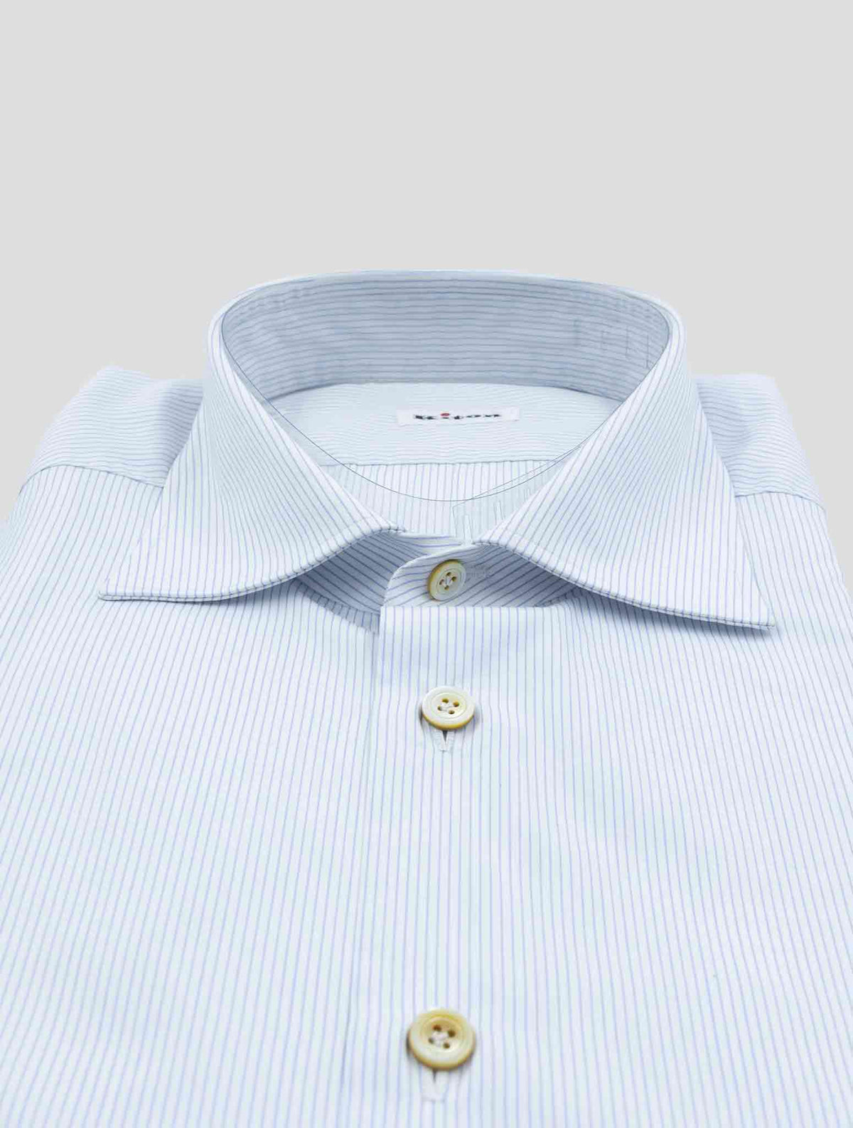 Kiton White Light Blue Cotton Shirt Short Sleeve 2