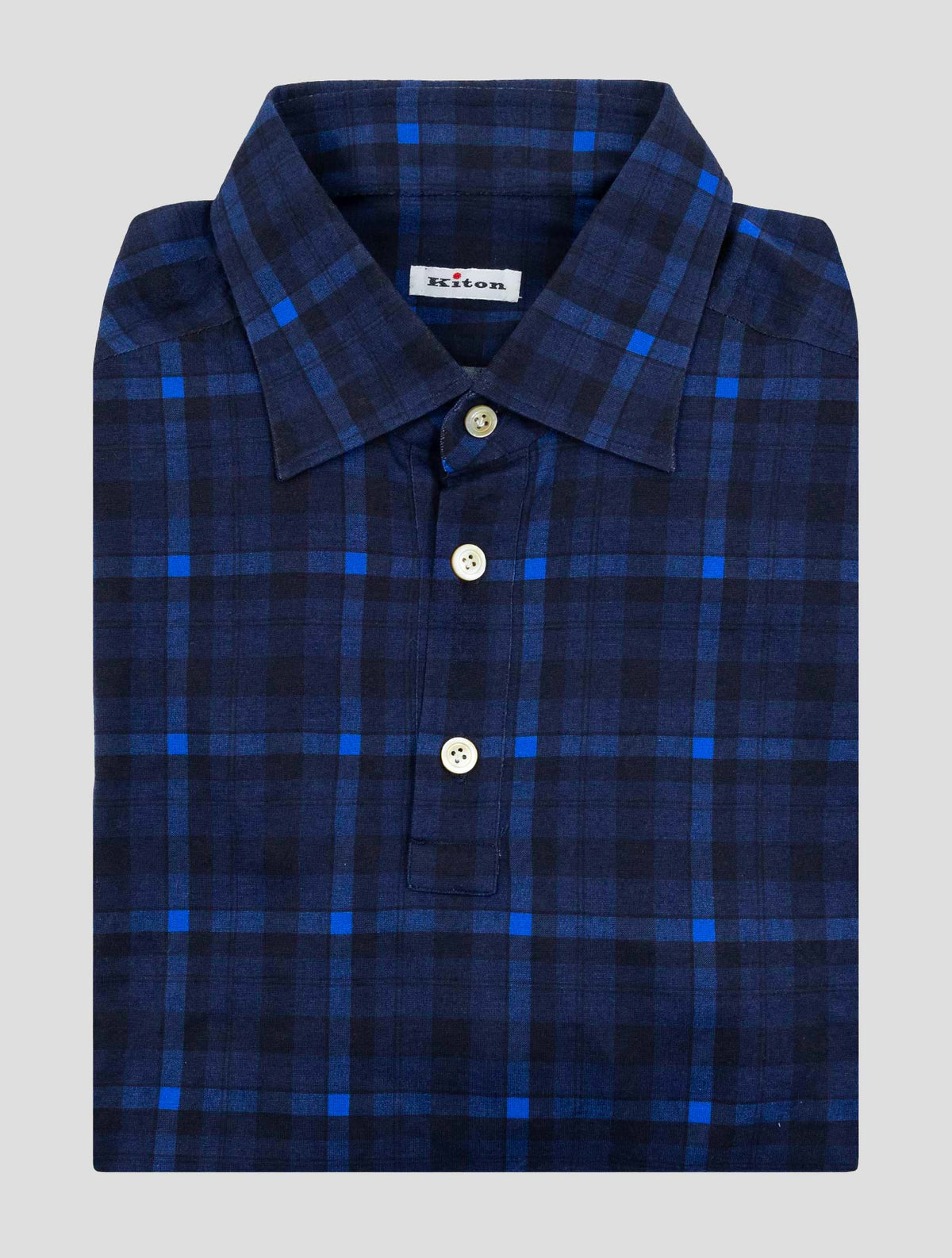 Kiton Blue Cotton Sweater Polo 1