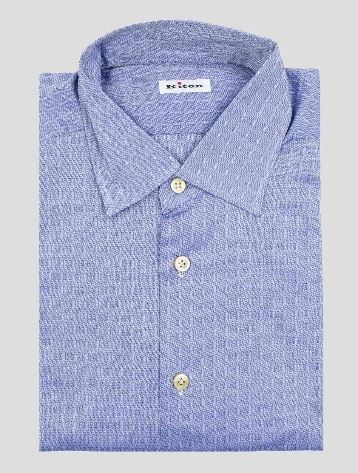 Kiton Blue Cotton Shirt 1