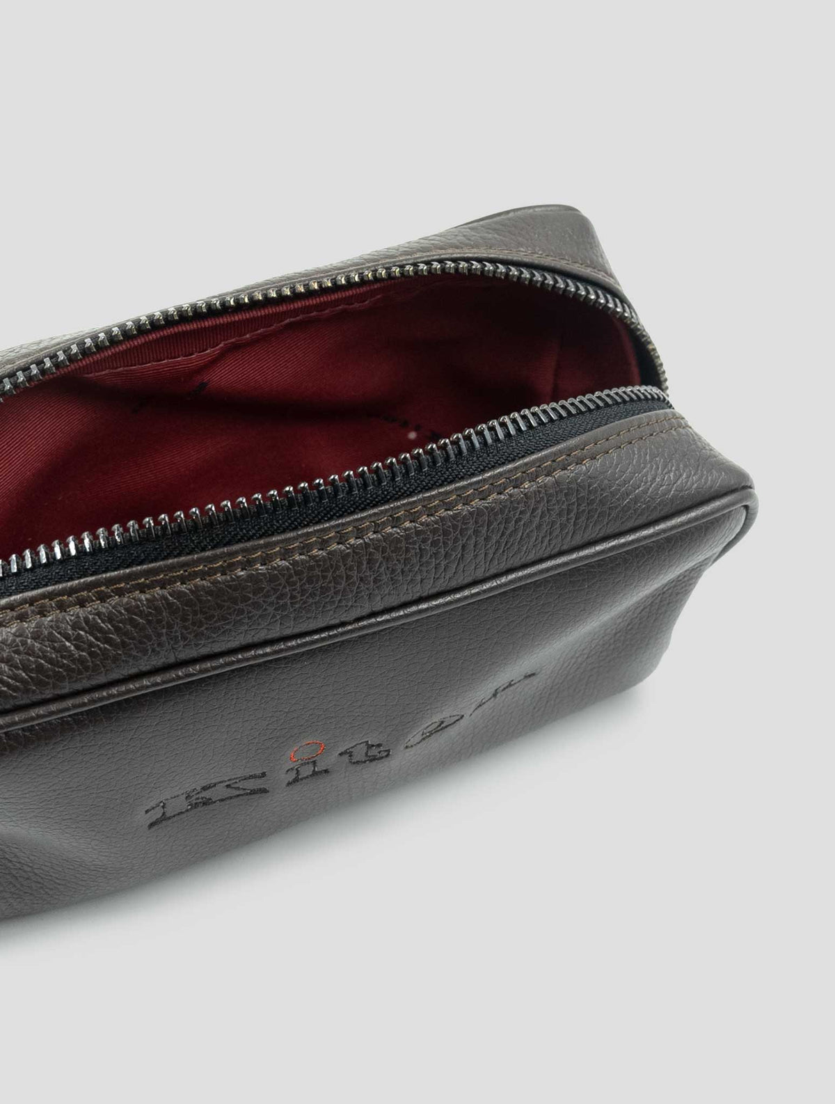Kiton Brown Leather Pochette 7