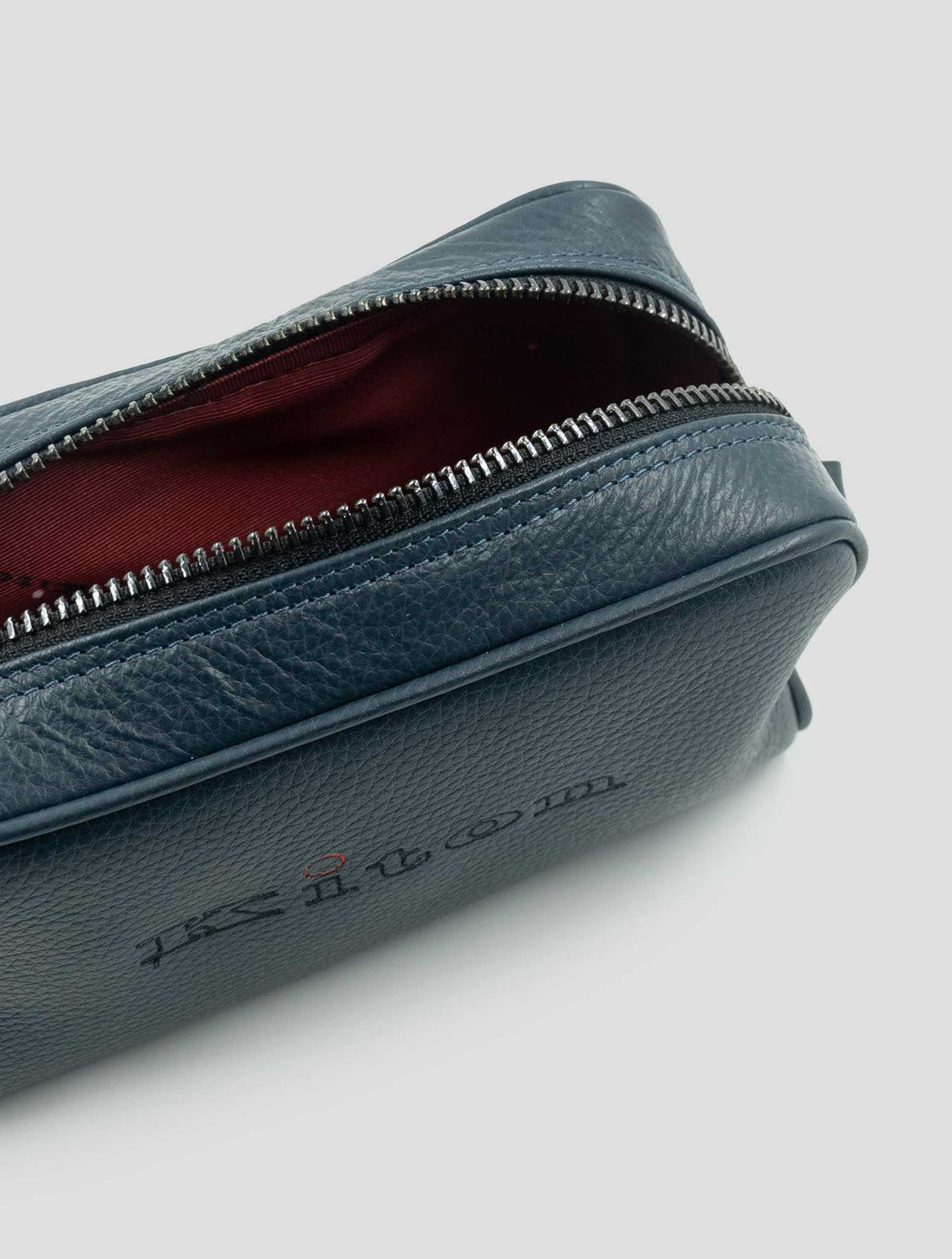 Kiton Blue Leather Pochette 7