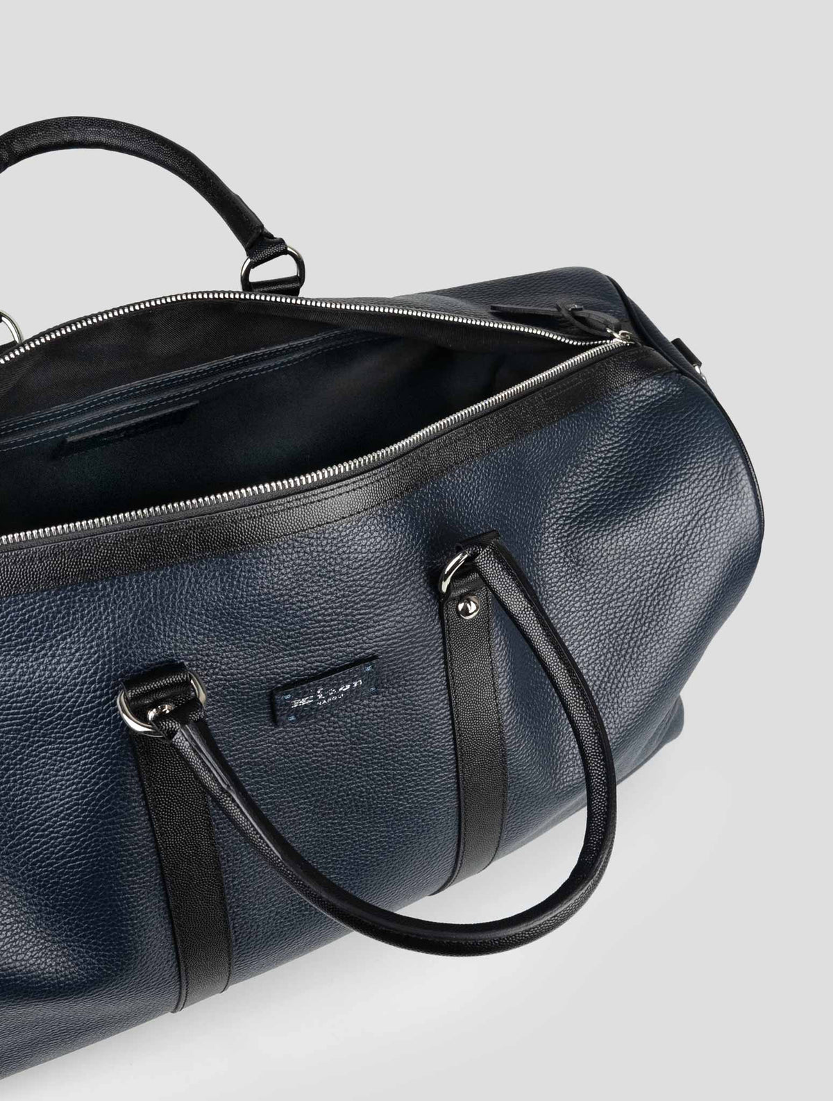 Kiton Blue Leather Travel Bag 6