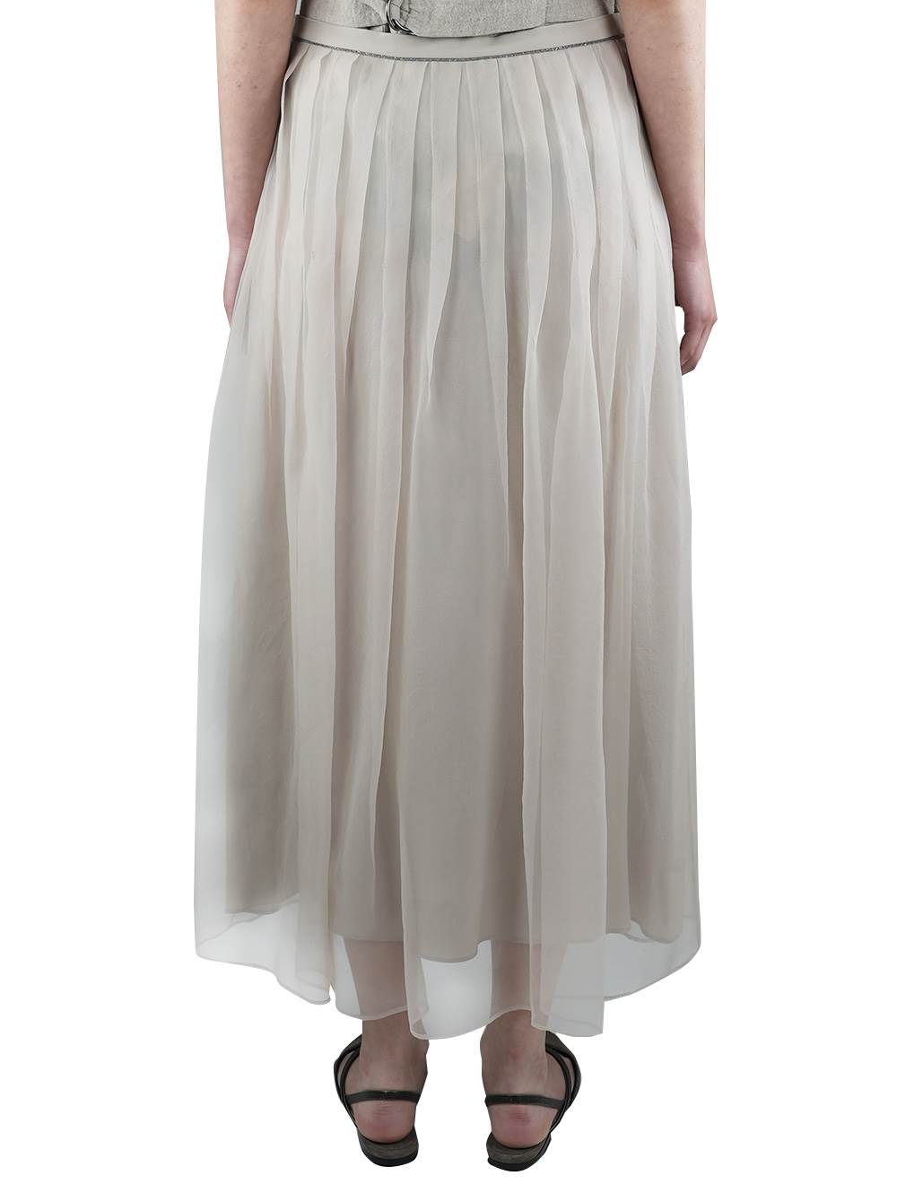Brunello Cucinelli Beige Silk Skirt Woman 3