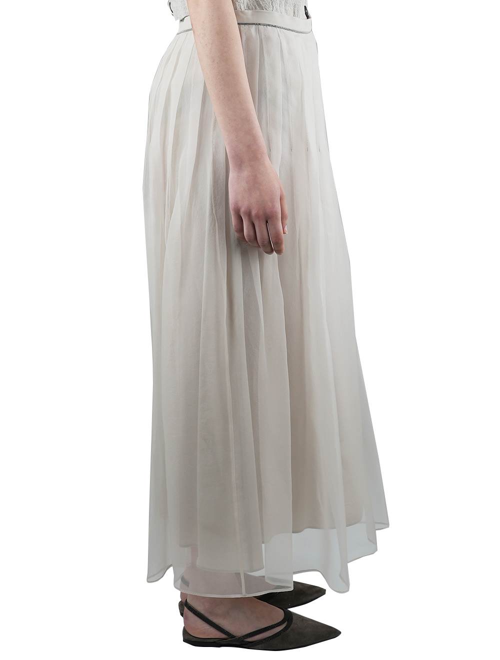 Brunello Cucinelli Beige Silk Skirt Woman 4