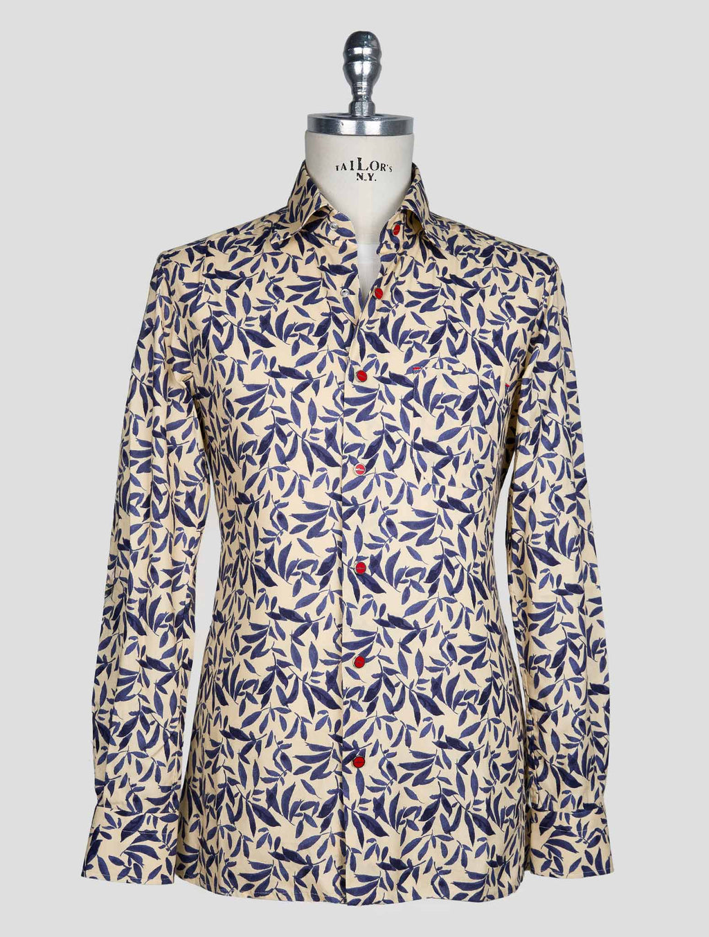 Kiton Beige Blue Cotton Shirt 1