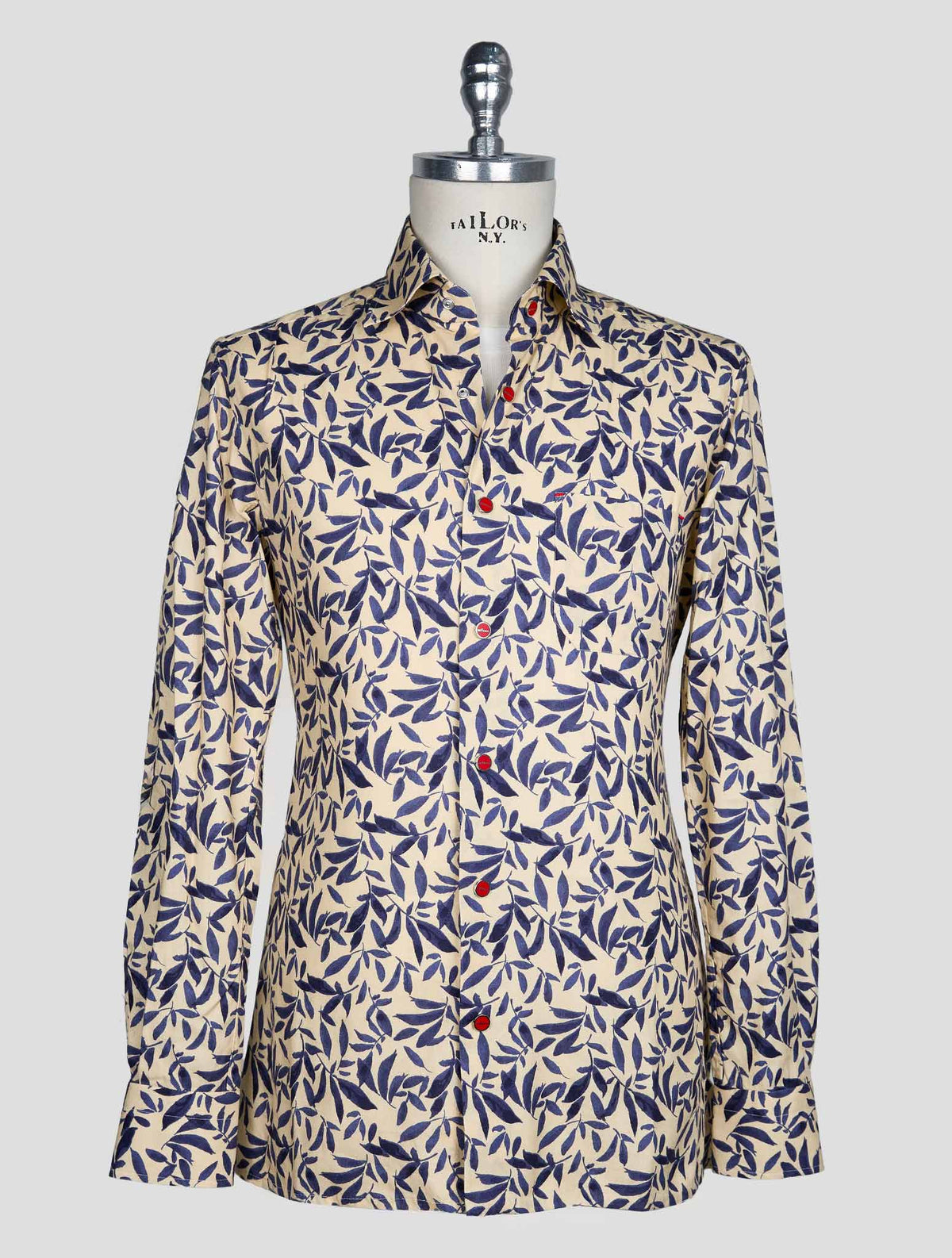 Kiton Beige Blue Cotton Shirt 1