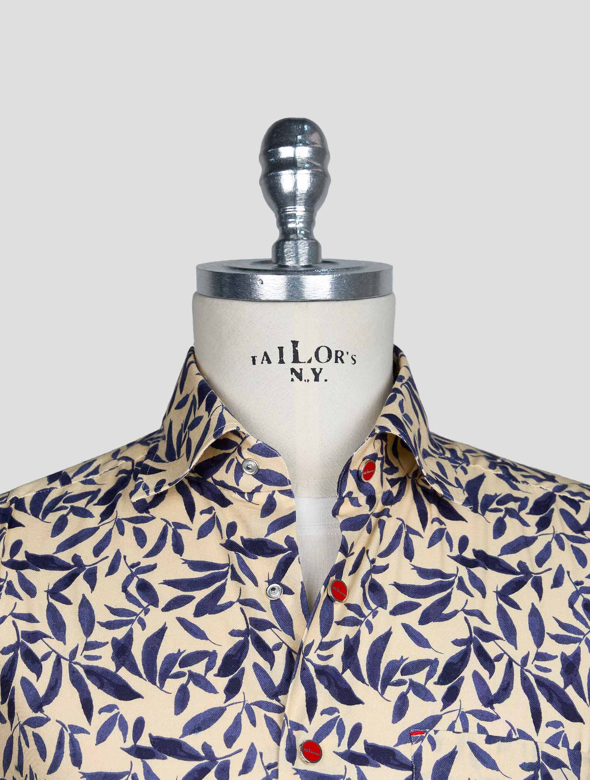 Kiton Beige Blue Cotton Shirt 4