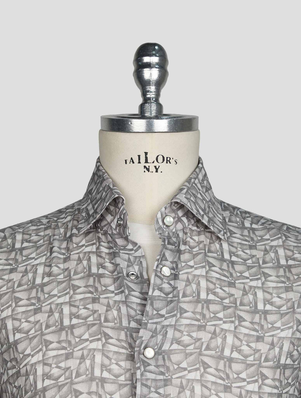 Kiton Gray White Linen Shirt 4