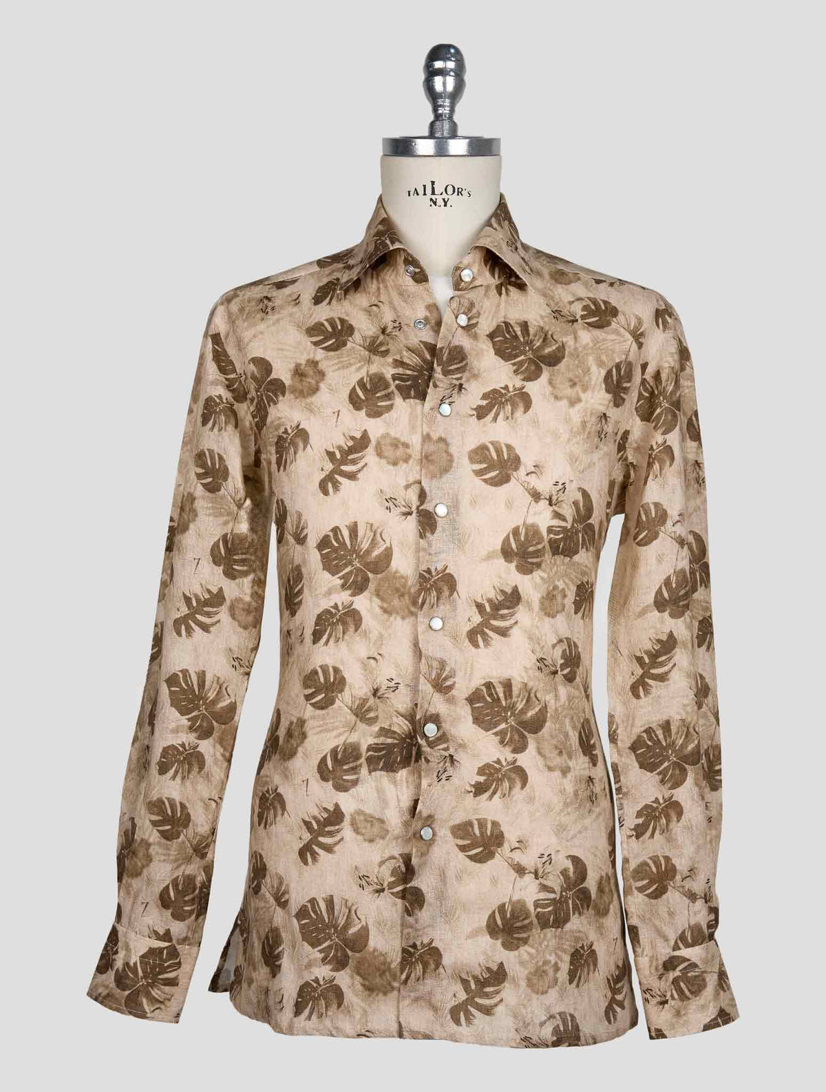 Kiton Beige Brown Linen Shirt 1