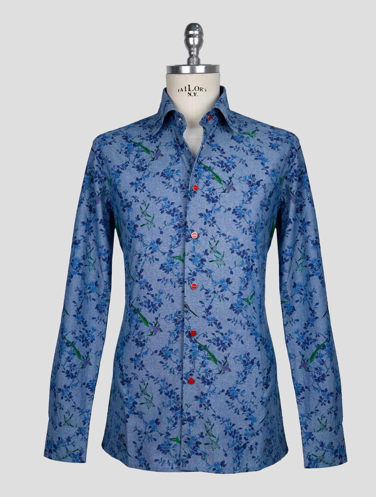 Kiton Blue Cotton Shirt 1