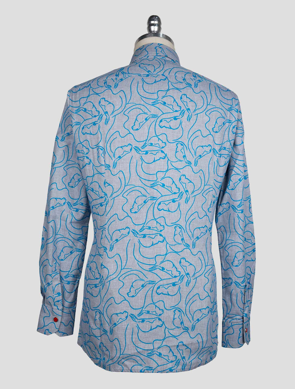 Kiton Gray Light Blue Cotton Shirt 3