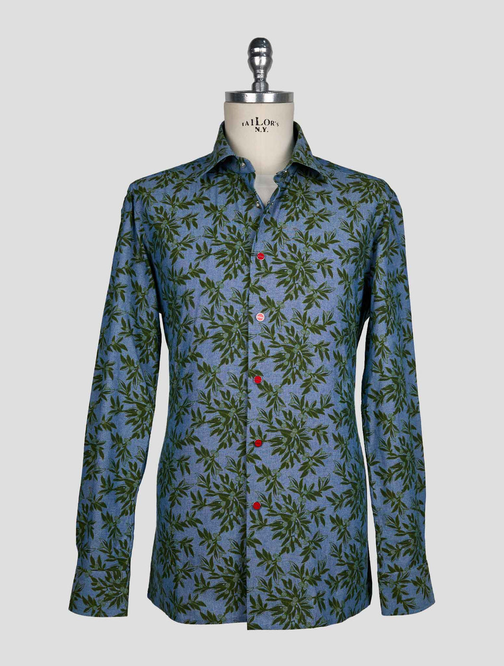 Kiton Light Blue Green Cotton Shirt 1