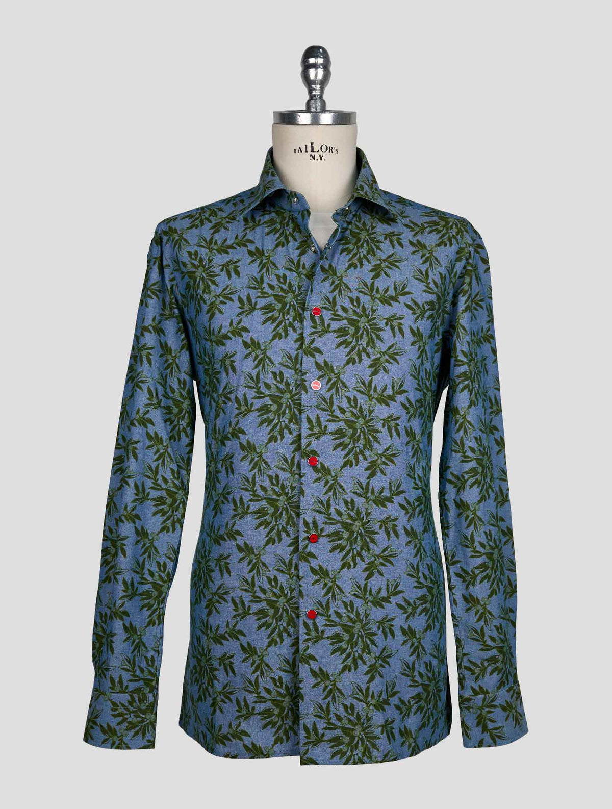 Kiton Light Blue Green Cotton Shirt 1