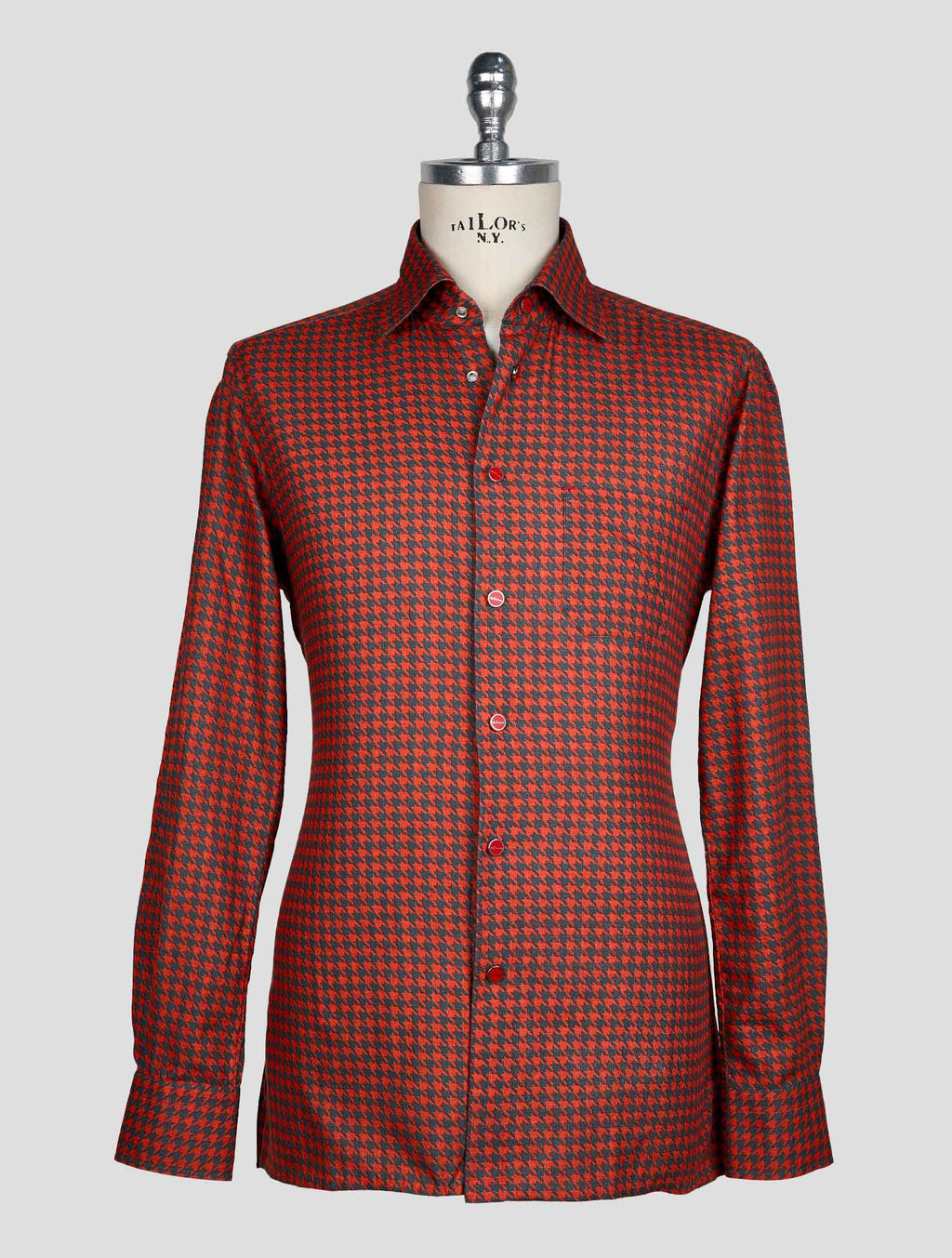 KITON GRAY ORANGE COTTON SHIRT 1