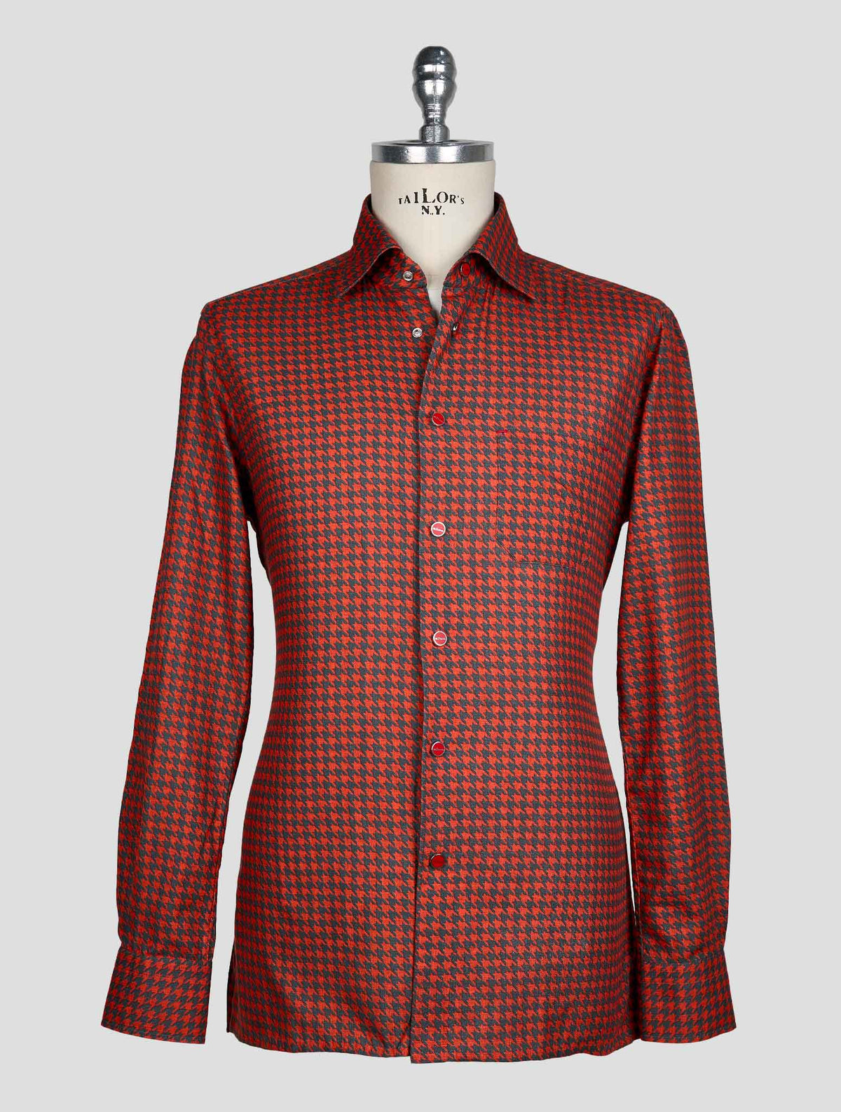 KITON GRAY ORANGE COTTON SHIRT 1