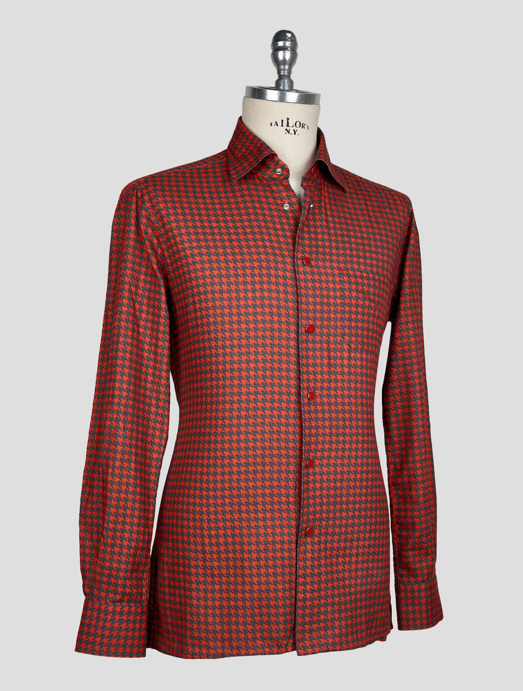 KITON GRAY ORANGE COTTON SHIRT 2