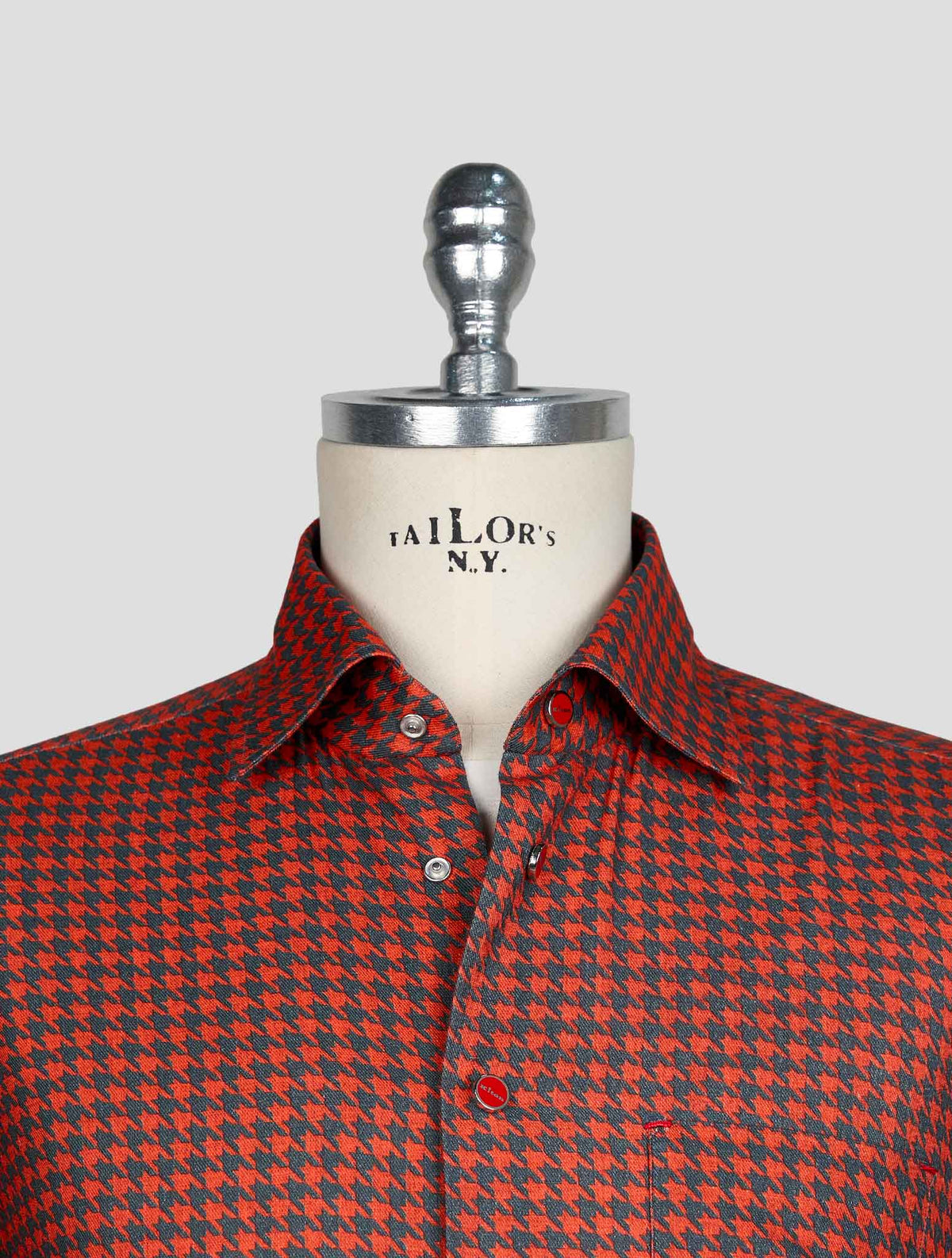 KITON GRAY ORANGE COTTON SHIRT 4
