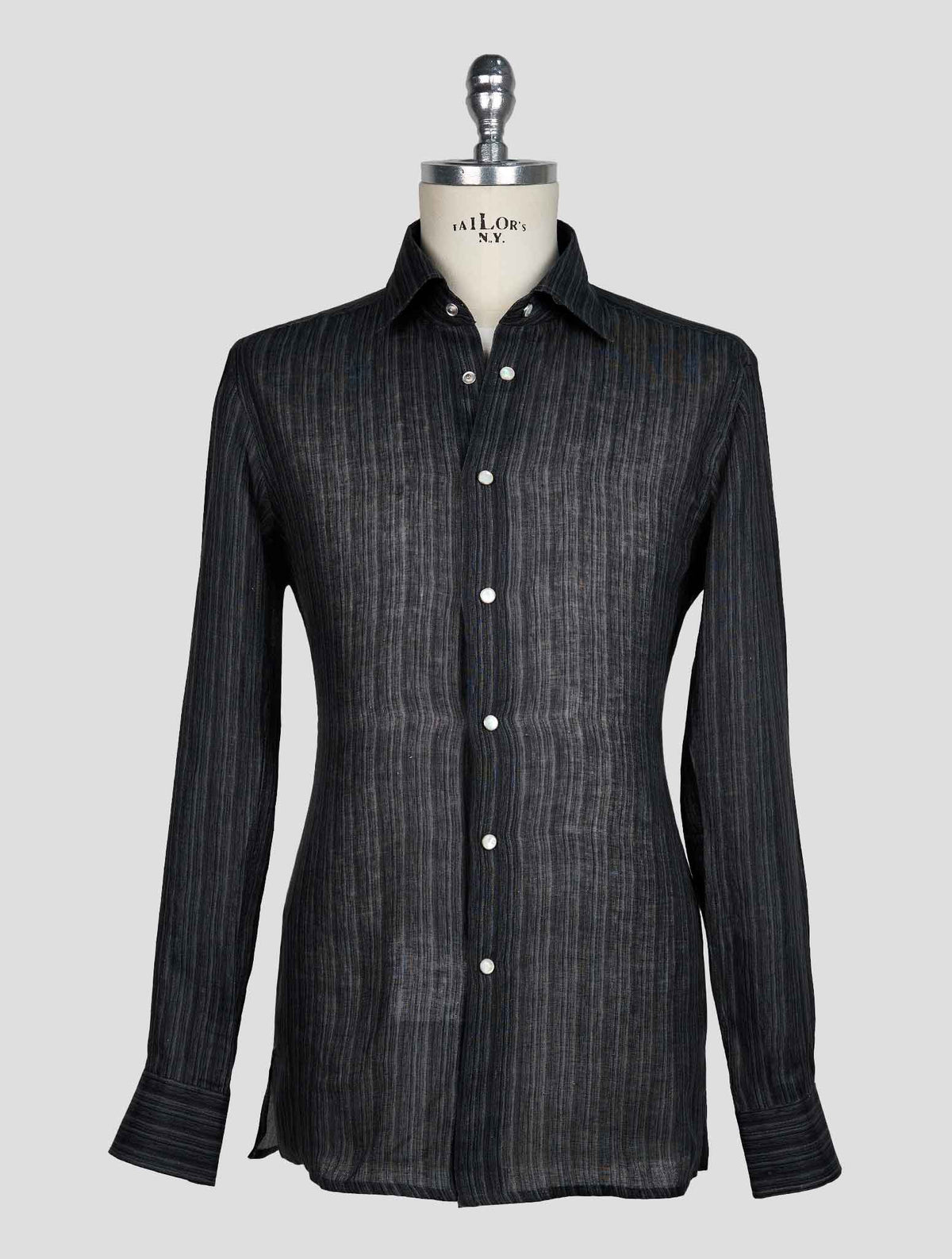 KITON GRAY LINEN SHIRT 1