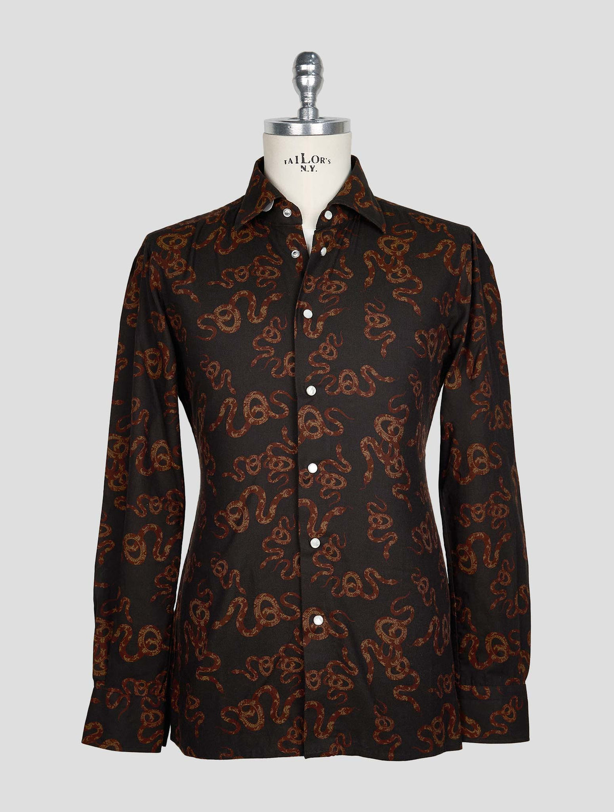 KITON BROWN COTTON SHIRT 1