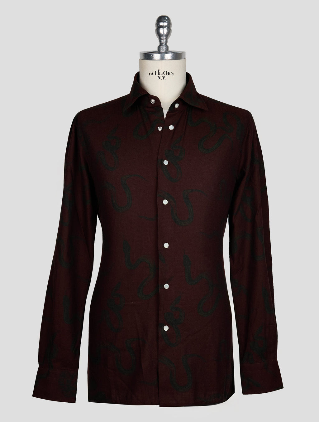 KITON BURGUNDY DARK GREEN COTTON SHIRT 1
