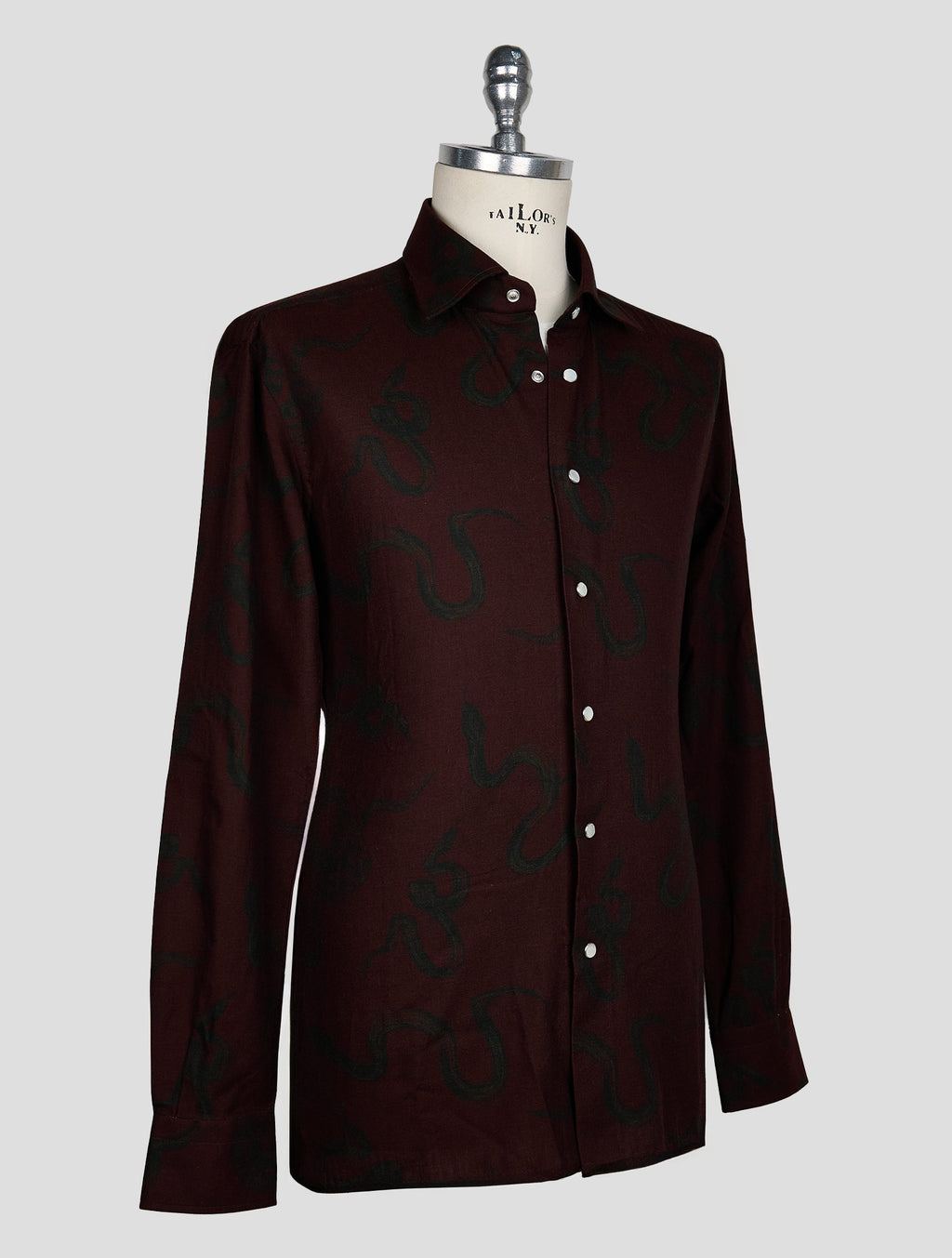 KITON BURGUNDY DARK GREEN COTTON SHIRT 2