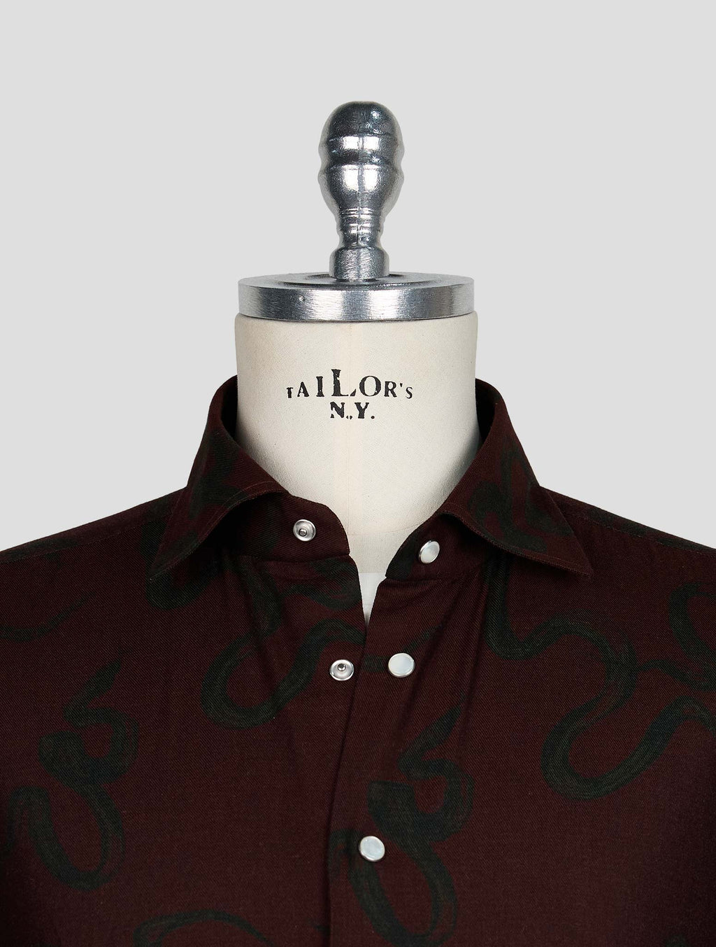 KITON BURGUNDY DARK GREEN COTTON SHIRT 4