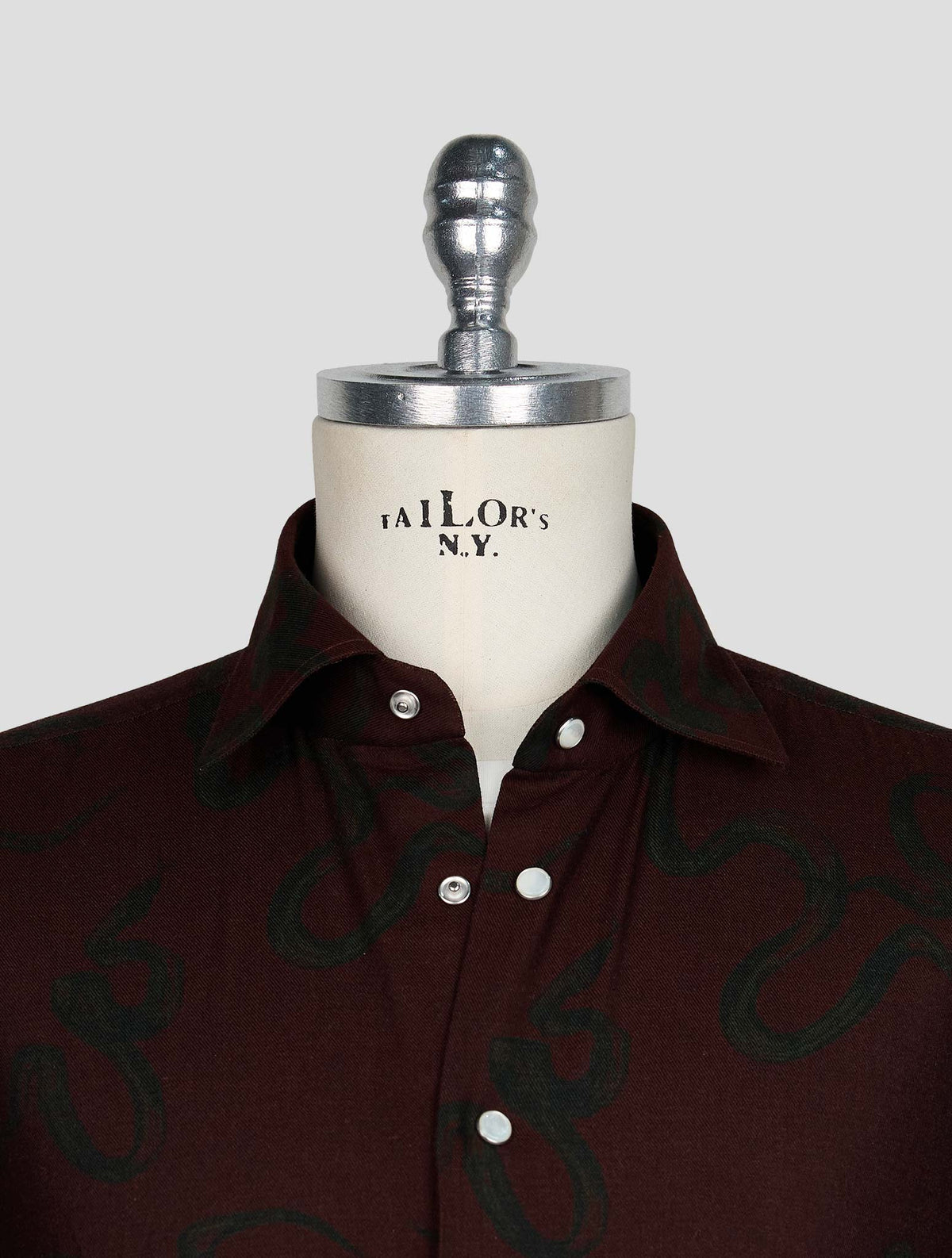 KITON BURGUNDY DARK GREEN COTTON SHIRT 4
