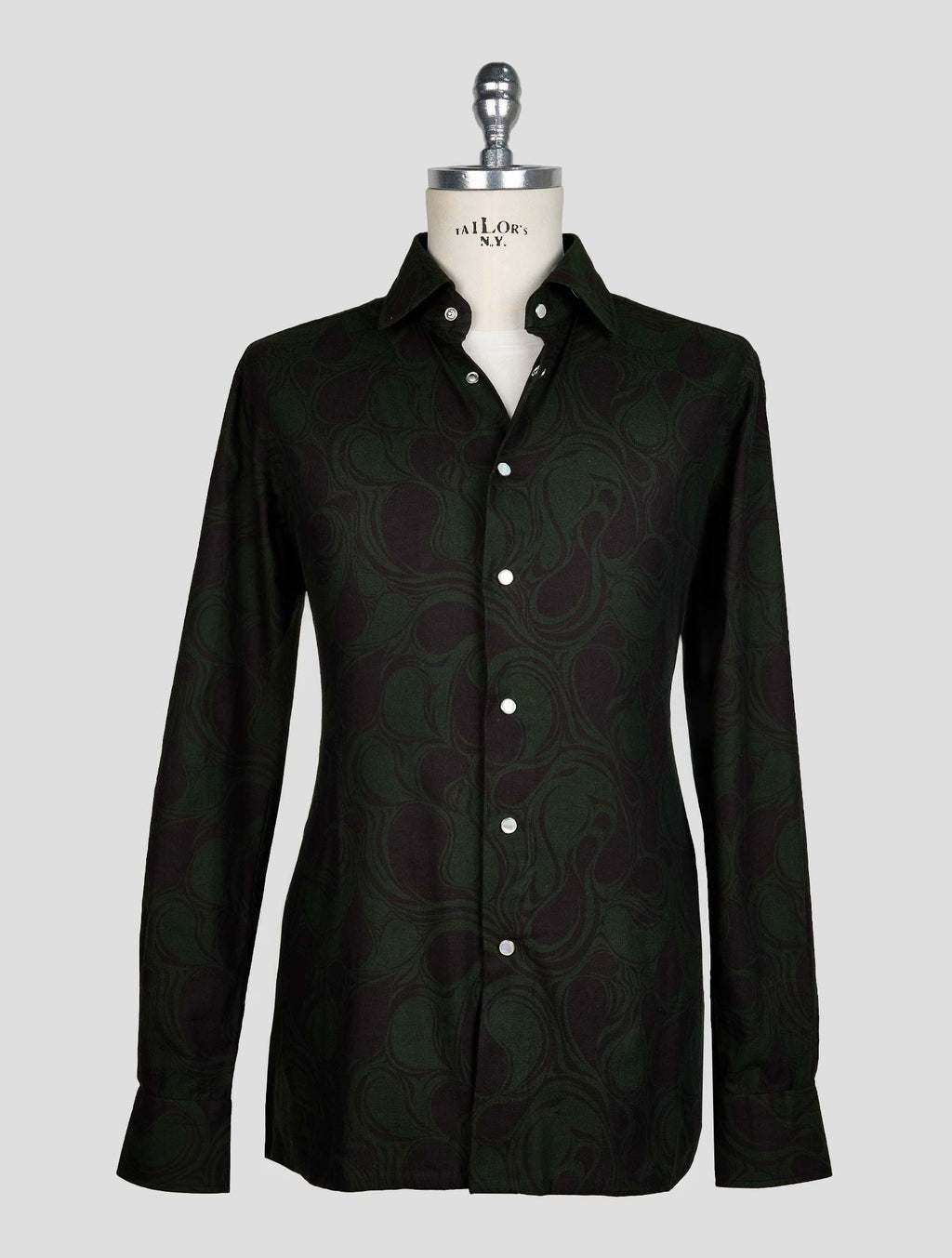 KITON GREEN BLUE COTTON SHIRT 1