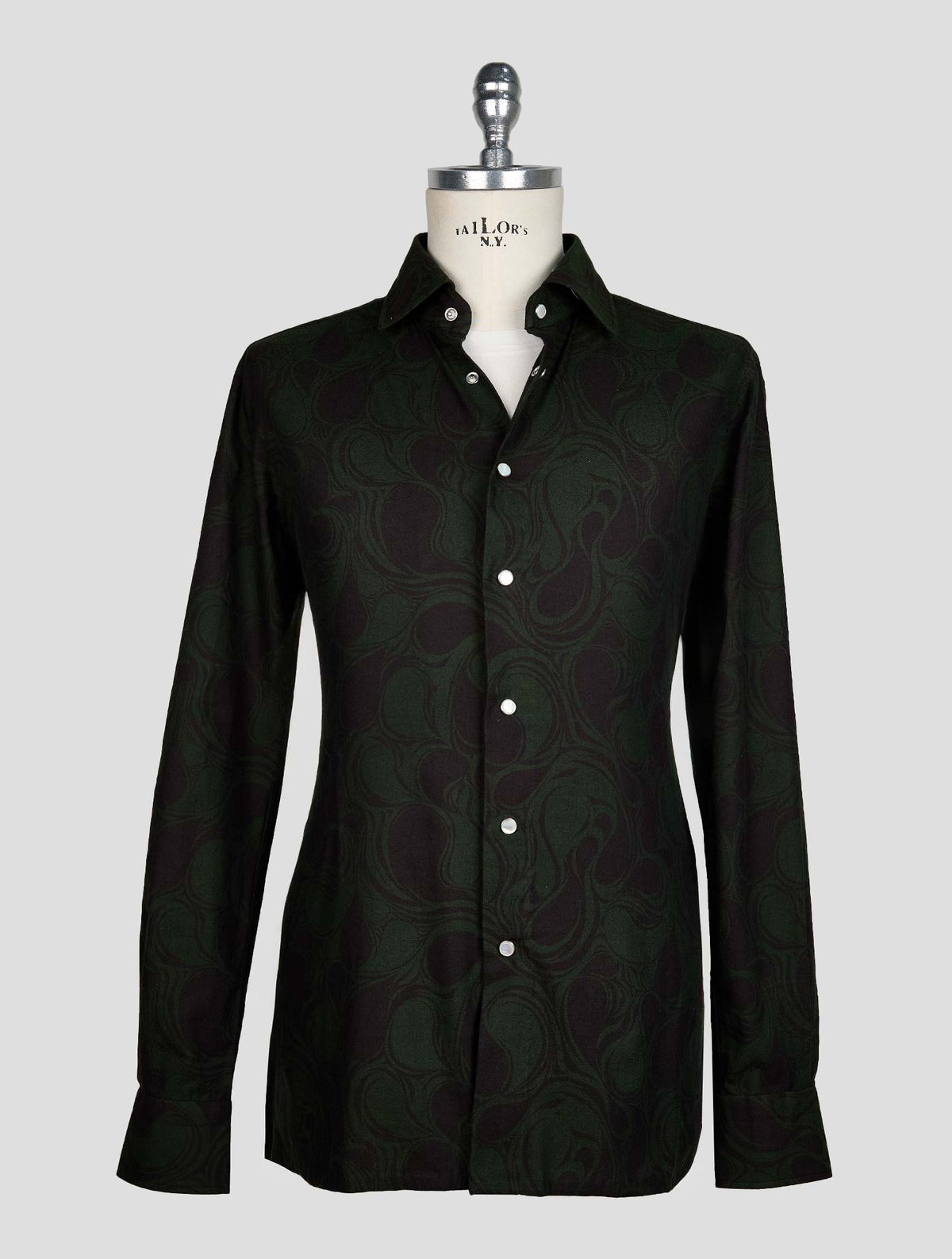 KITON GREEN BLUE COTTON SHIRT 1