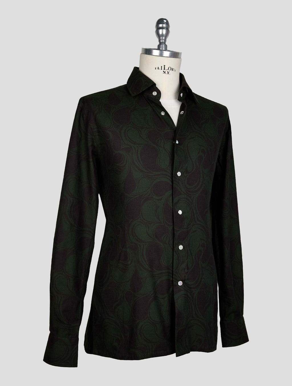KITON GREEN BLUE COTTON SHIRT 2