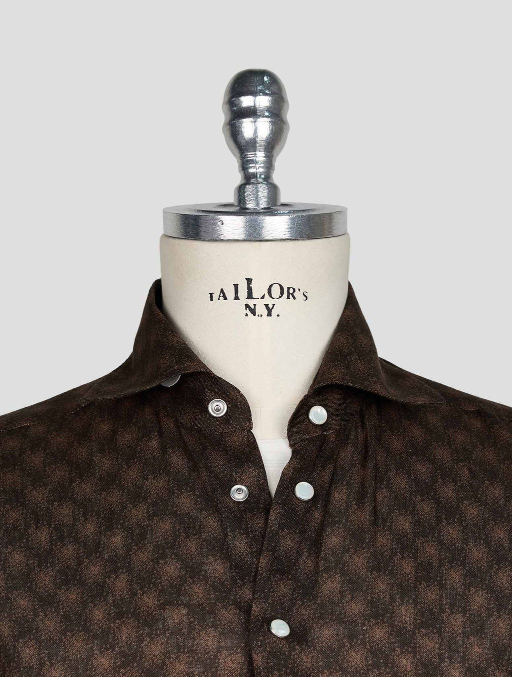 KITON BROWN LIGHT BROWN LINEN SHIRT 4
