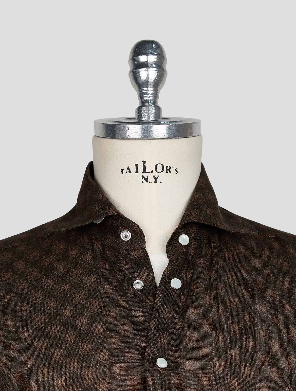 KITON BROWN LIGHT BROWN LINEN SHIRT 4