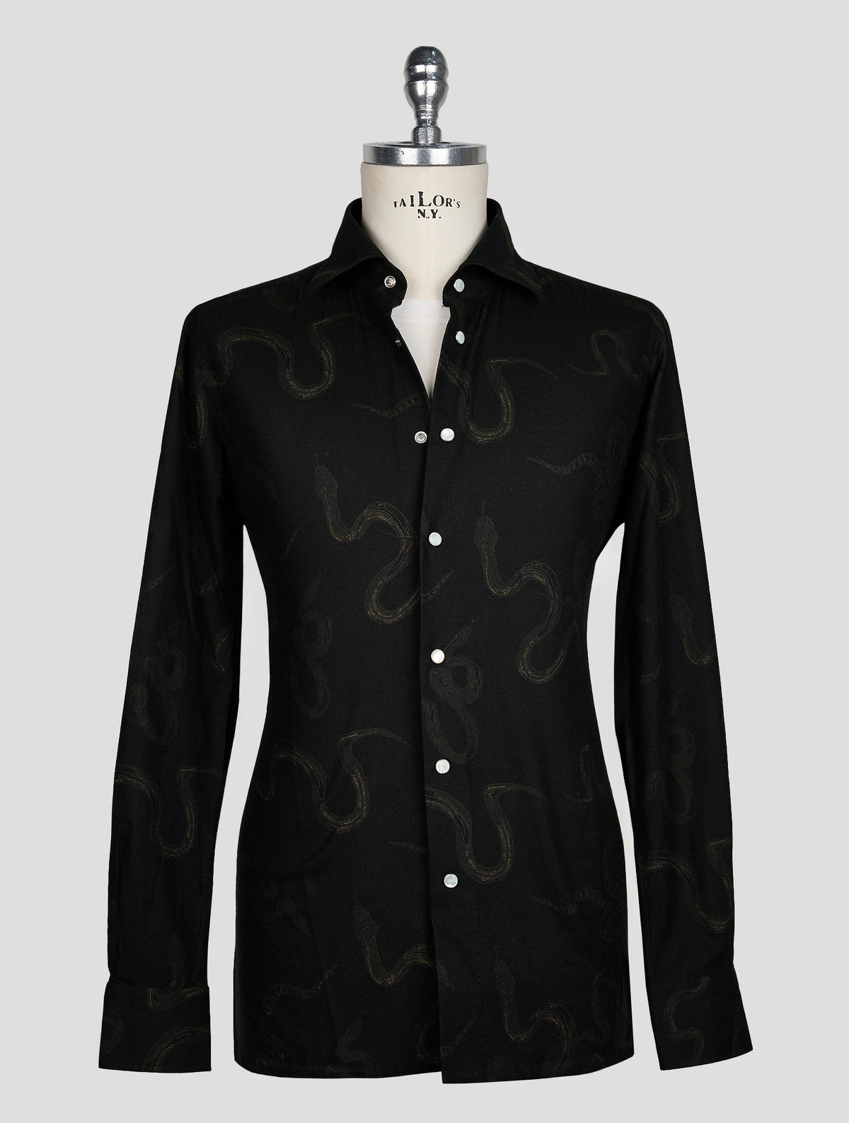 KITON BLACK GREEN COTTON SHIRT 1