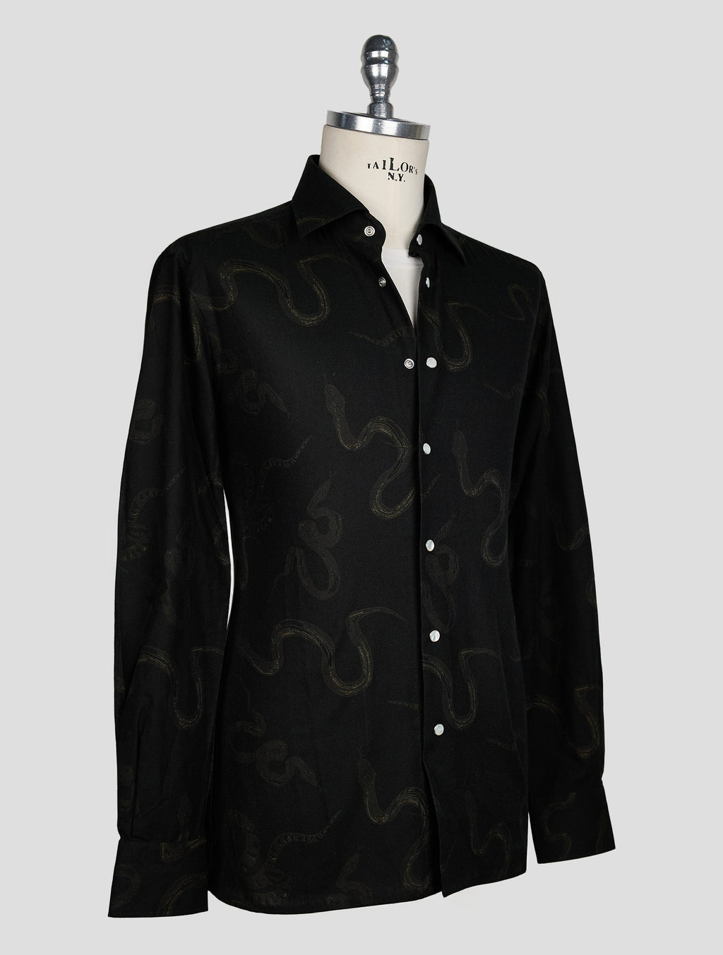 KITON BLACK GREEN COTTON SHIRT 2