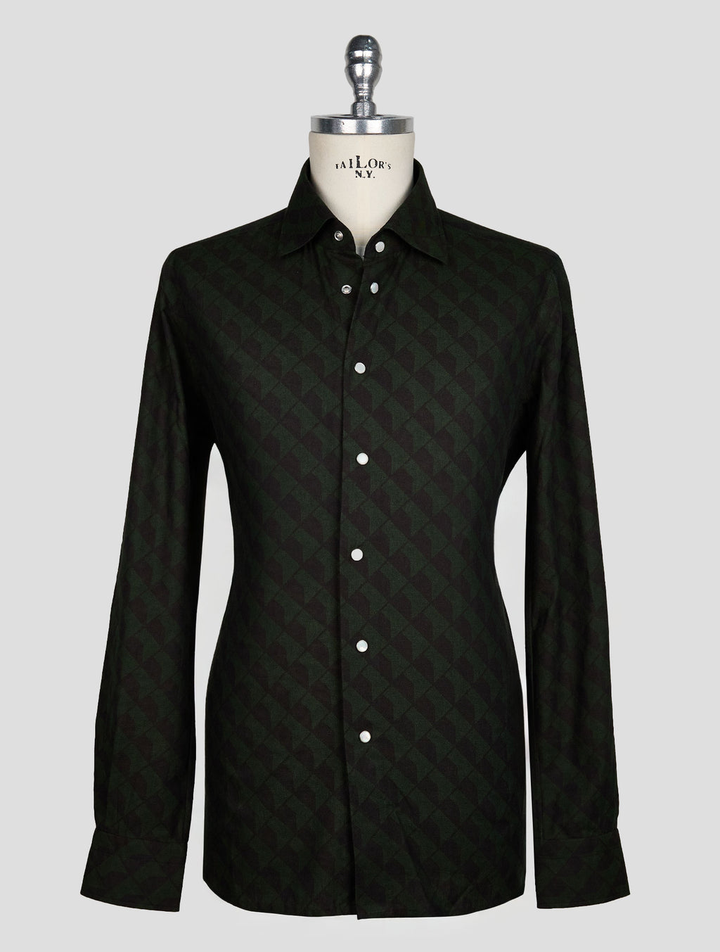 KITON BLACK GREEN COTTON SHIRT 1