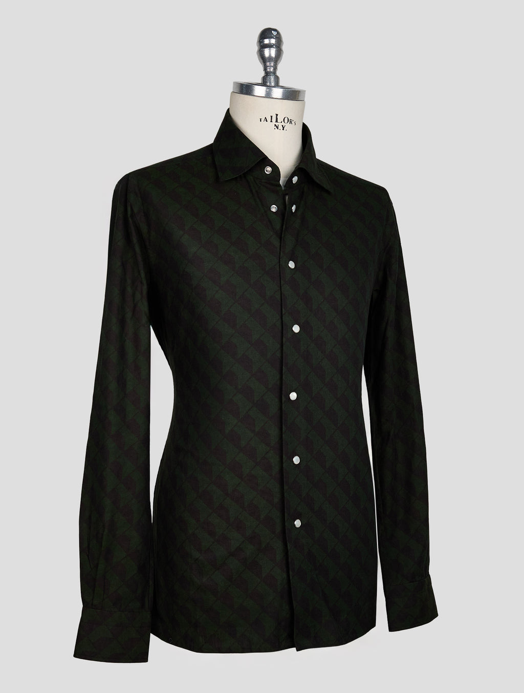 KITON BLACK GREEN COTTON SHIRT 2