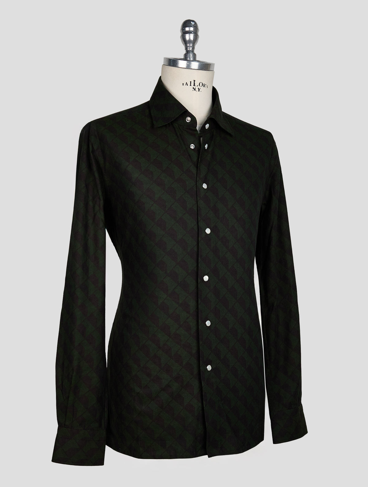 KITON BLACK GREEN COTTON SHIRT 2