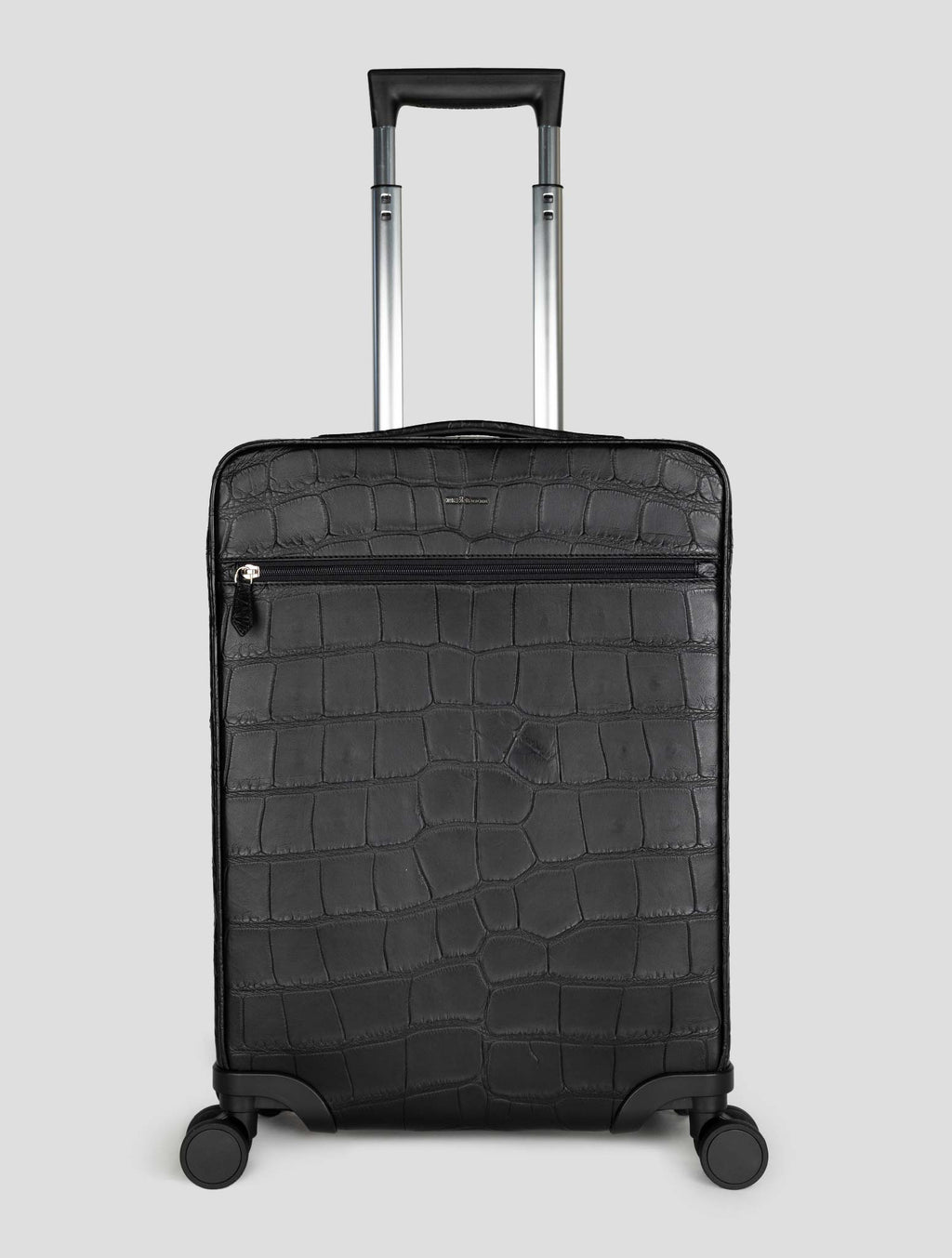 Kiton Black Leather Crocodile Trolley 1