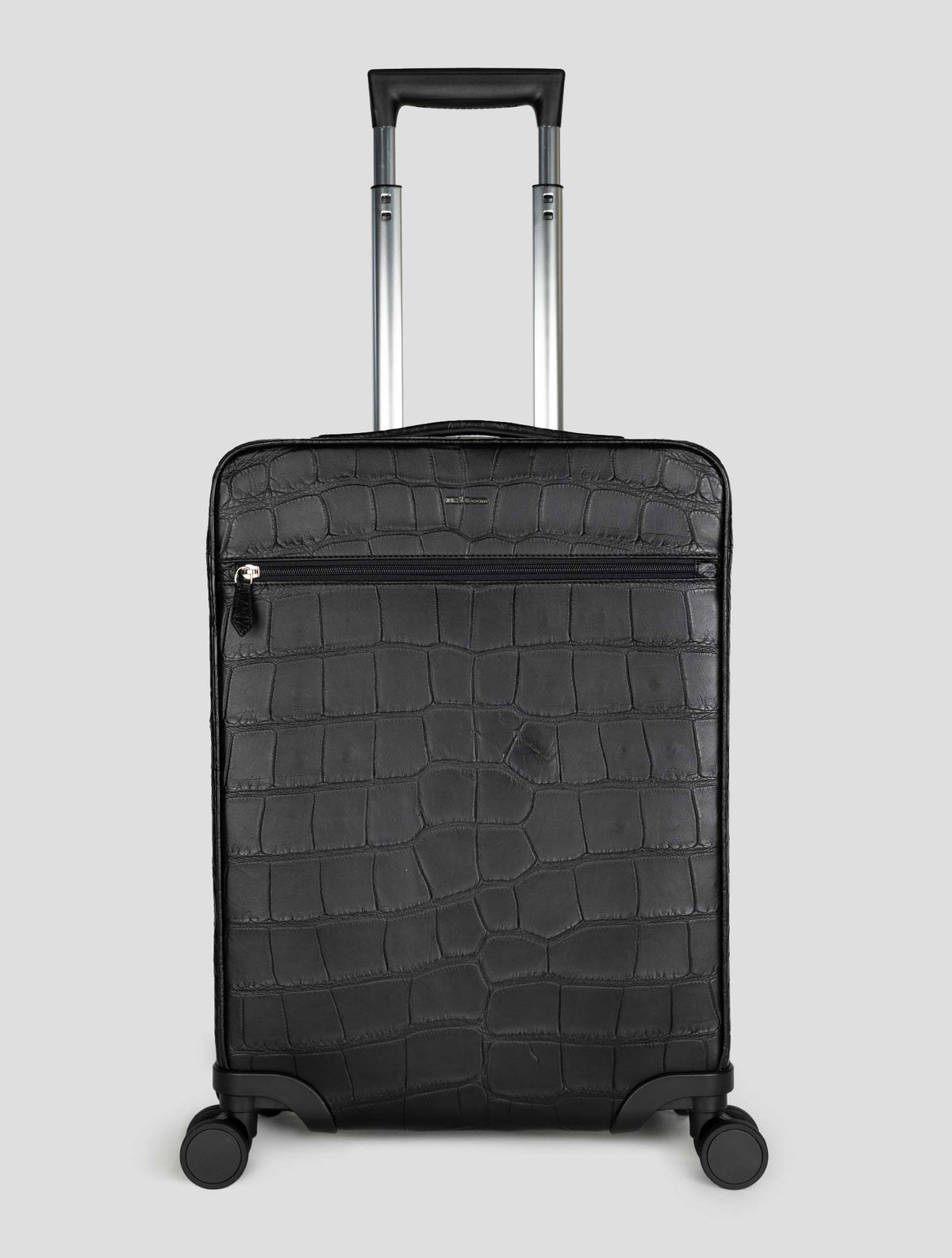 Kiton Black Leather Crocodile Trolley 1